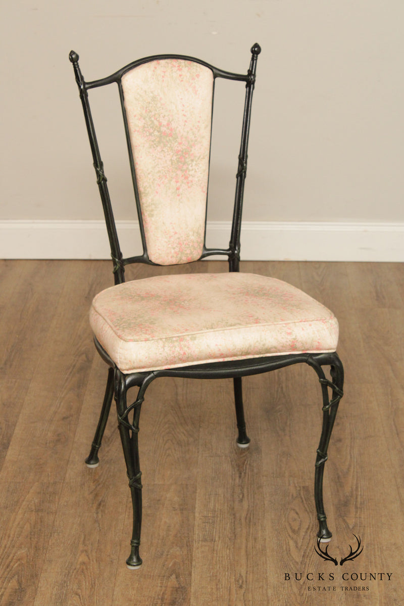 Hollywood Regency Style Vintage Cast Aluminum Faux Bamboo Set 6 Dining Chairs