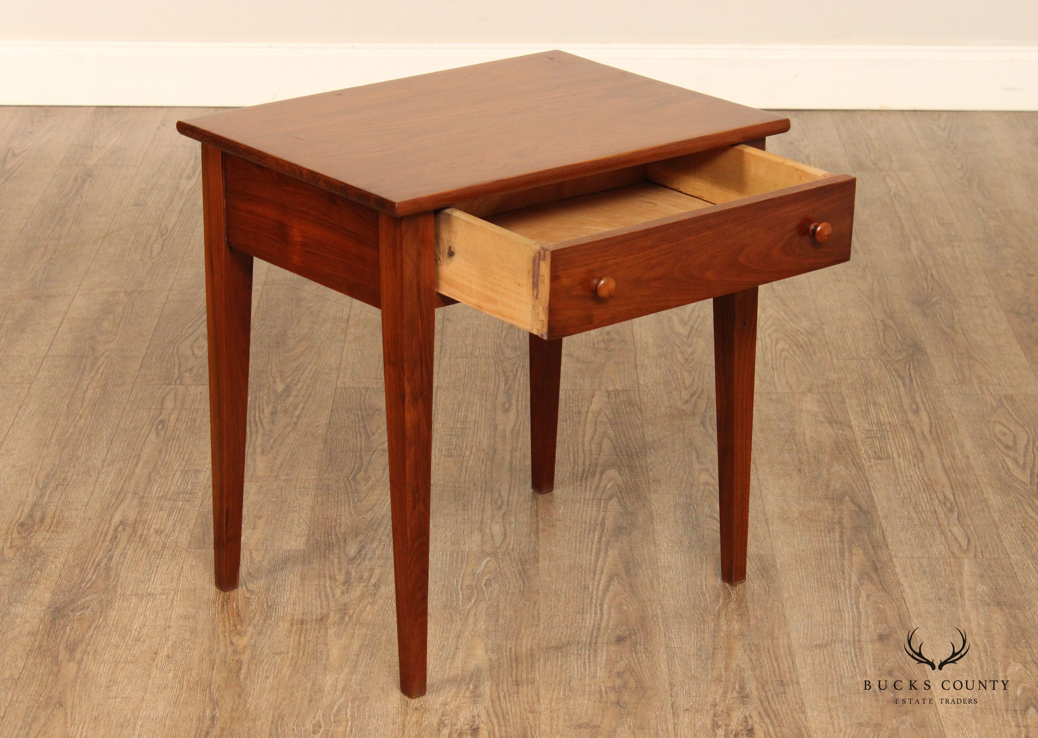 Shaker Style Custom Crafted Walnut Single Drawer Side Table