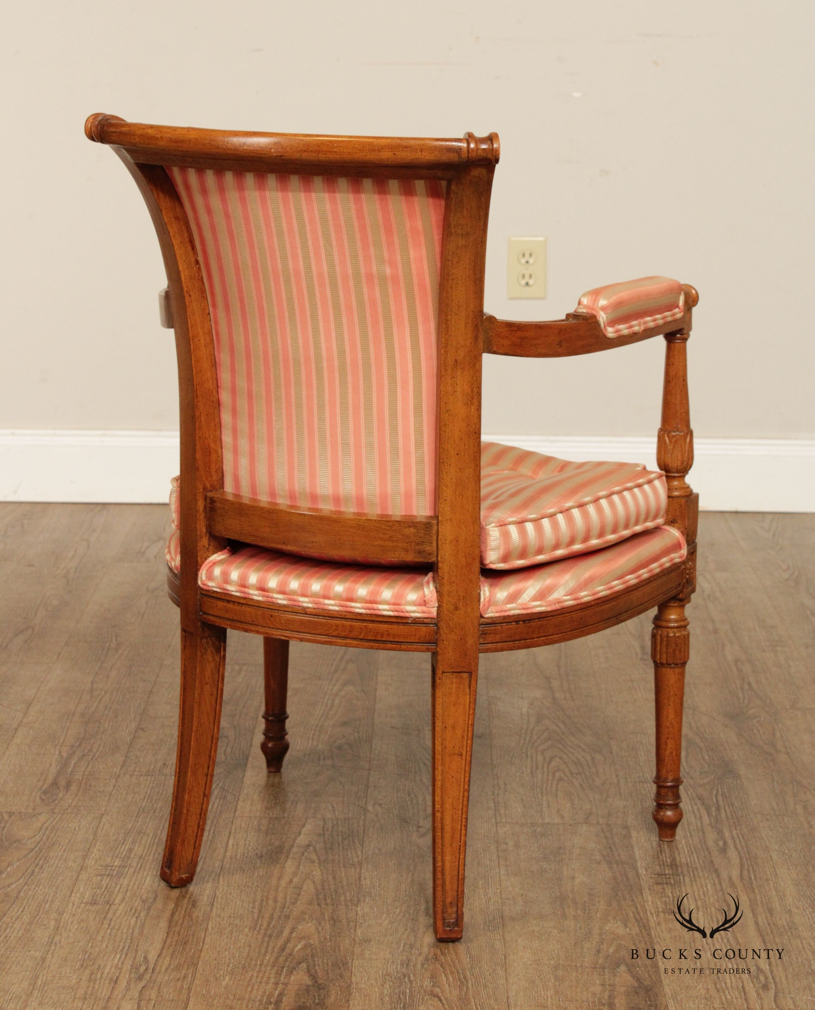 French Directoire Style Carved Fauteuil Arm Chair