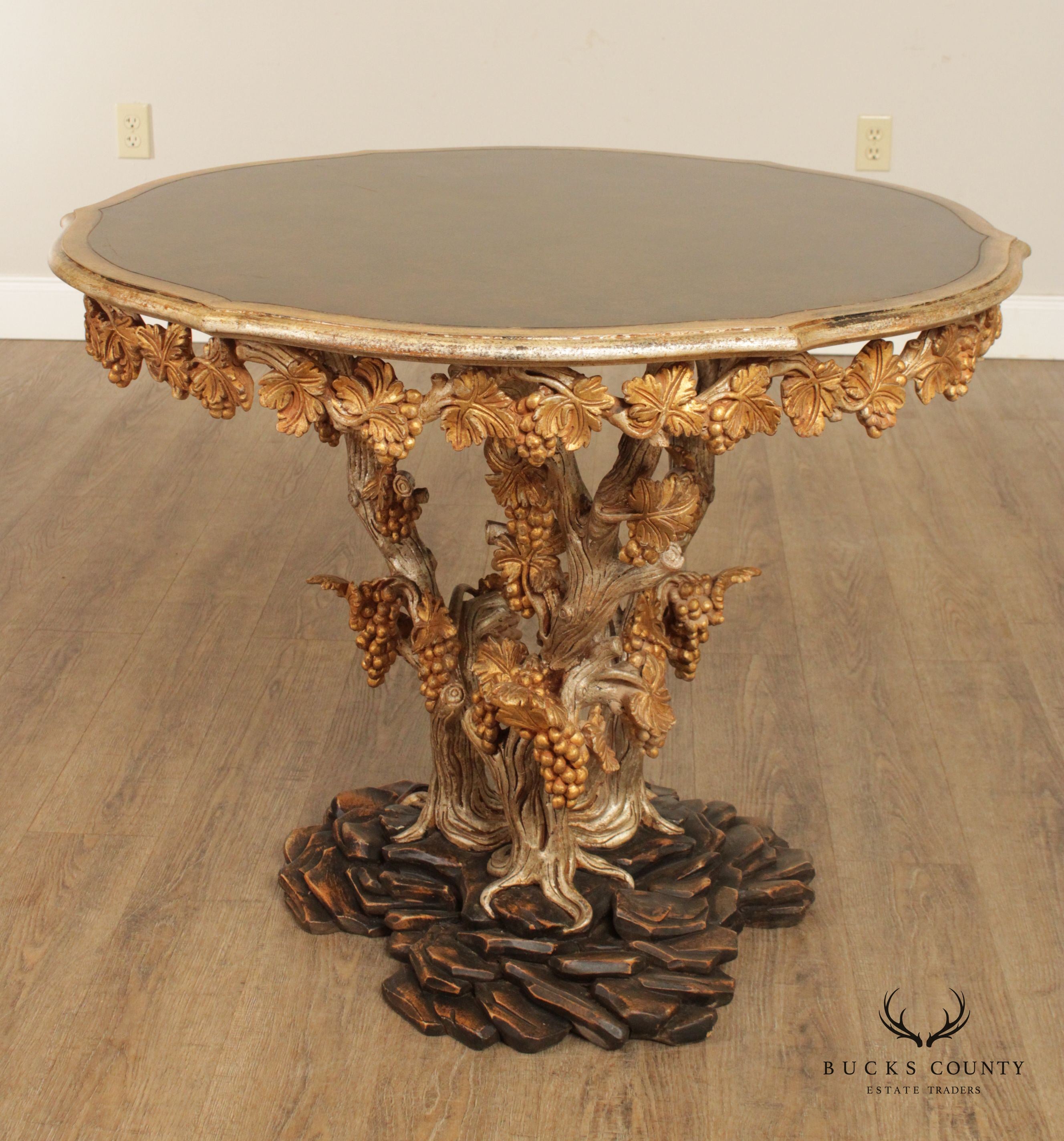 Italian Venetian Carved Wood Faux Bois Center Table