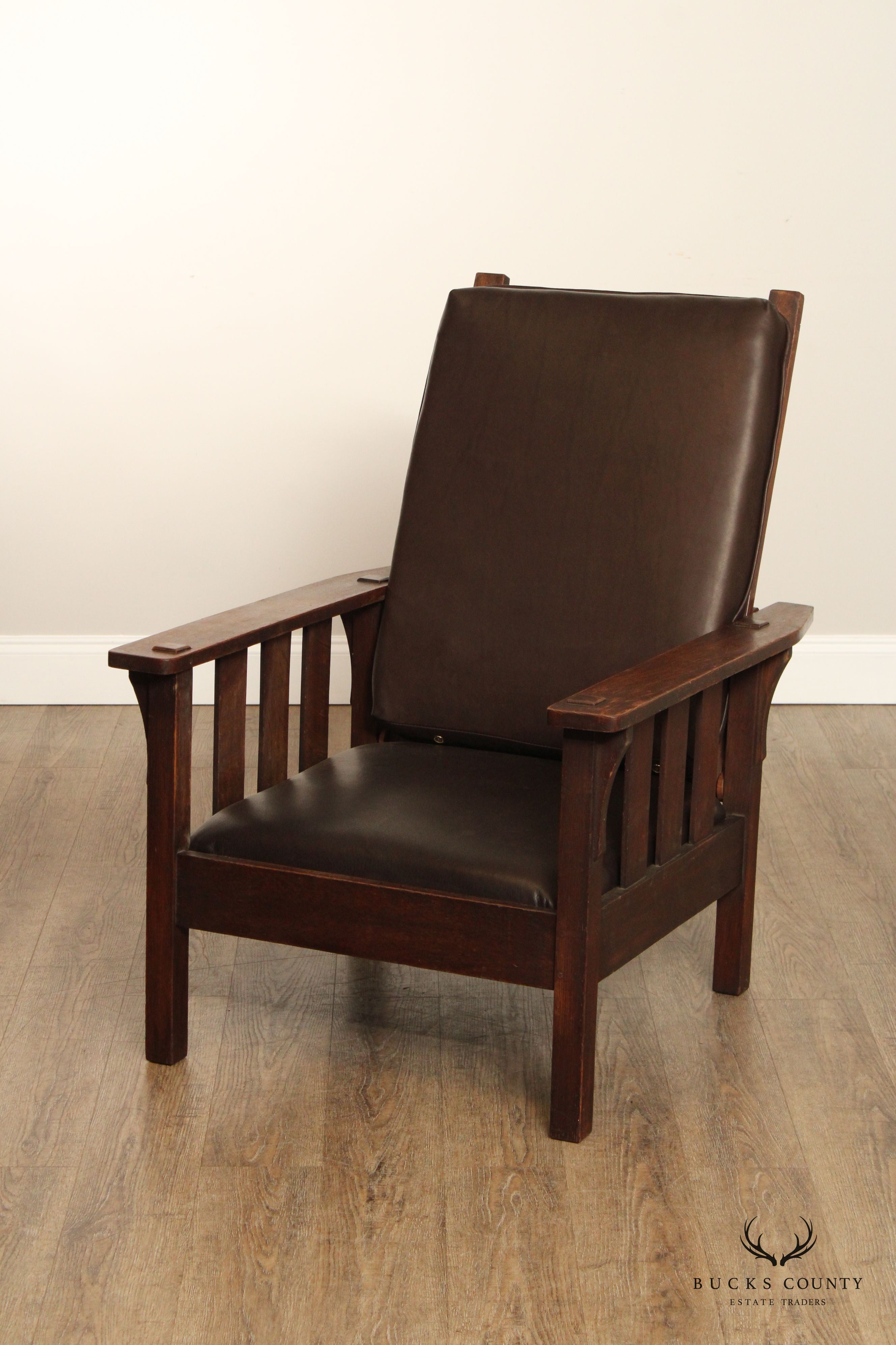 Antique Mission Oak and Leather Morris Chair