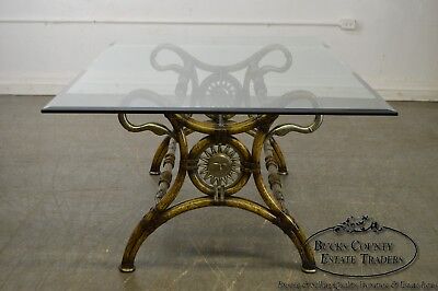 Regency Style Swan Neck X Base Glass Top Dining Table