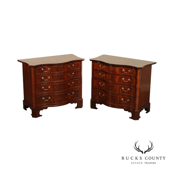 Baker George III Style Pair of Inlaid Mahogany Chests of Drawers