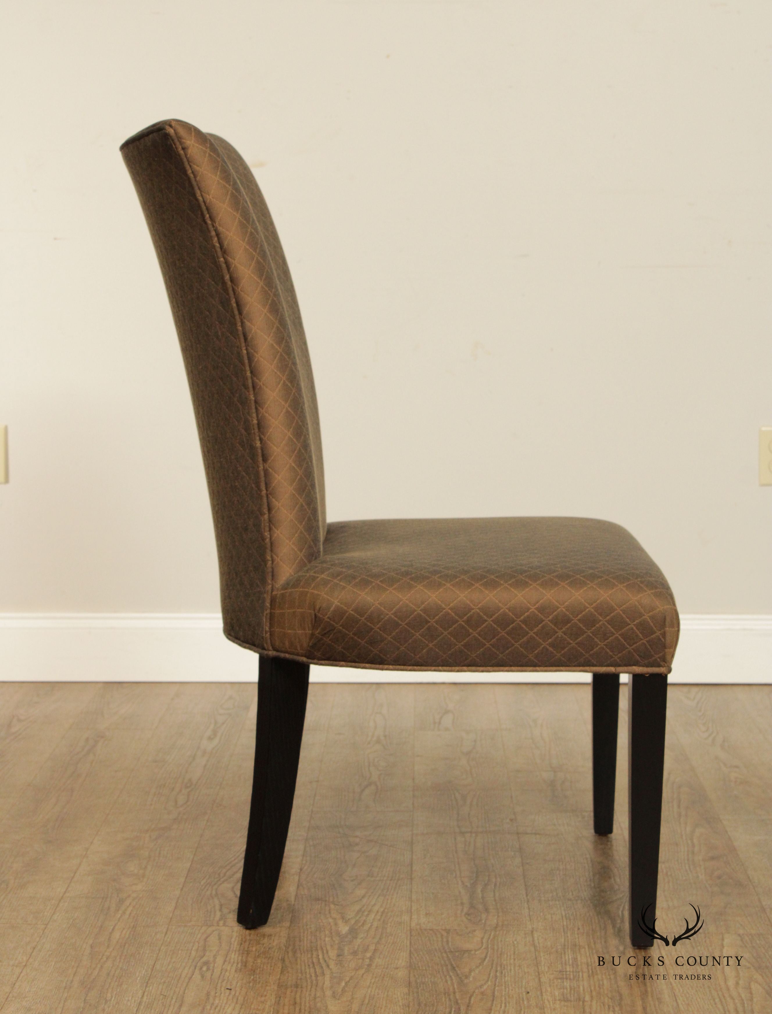 Contemporary Set of Eight Custom Upholstered Dining Chairs