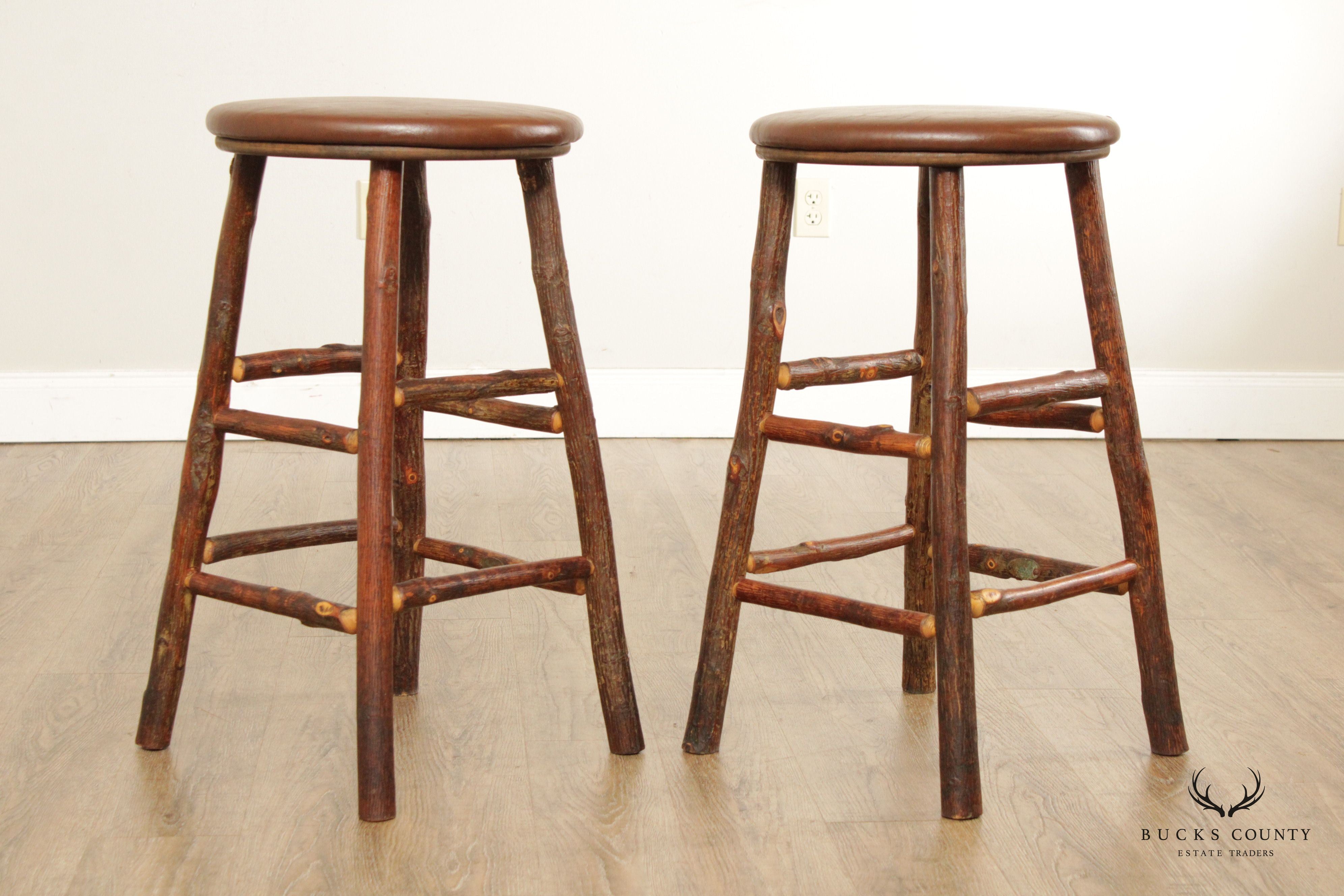 Old Hickory Pair Rustic Bar Stools