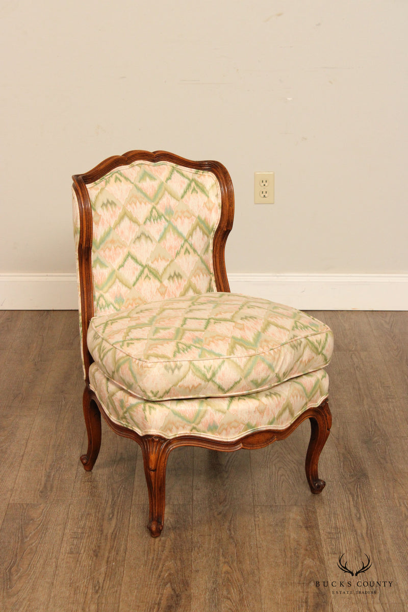 French Louis XV Carved Walnut Chair and Ottoman Set — The Art of Antiquing