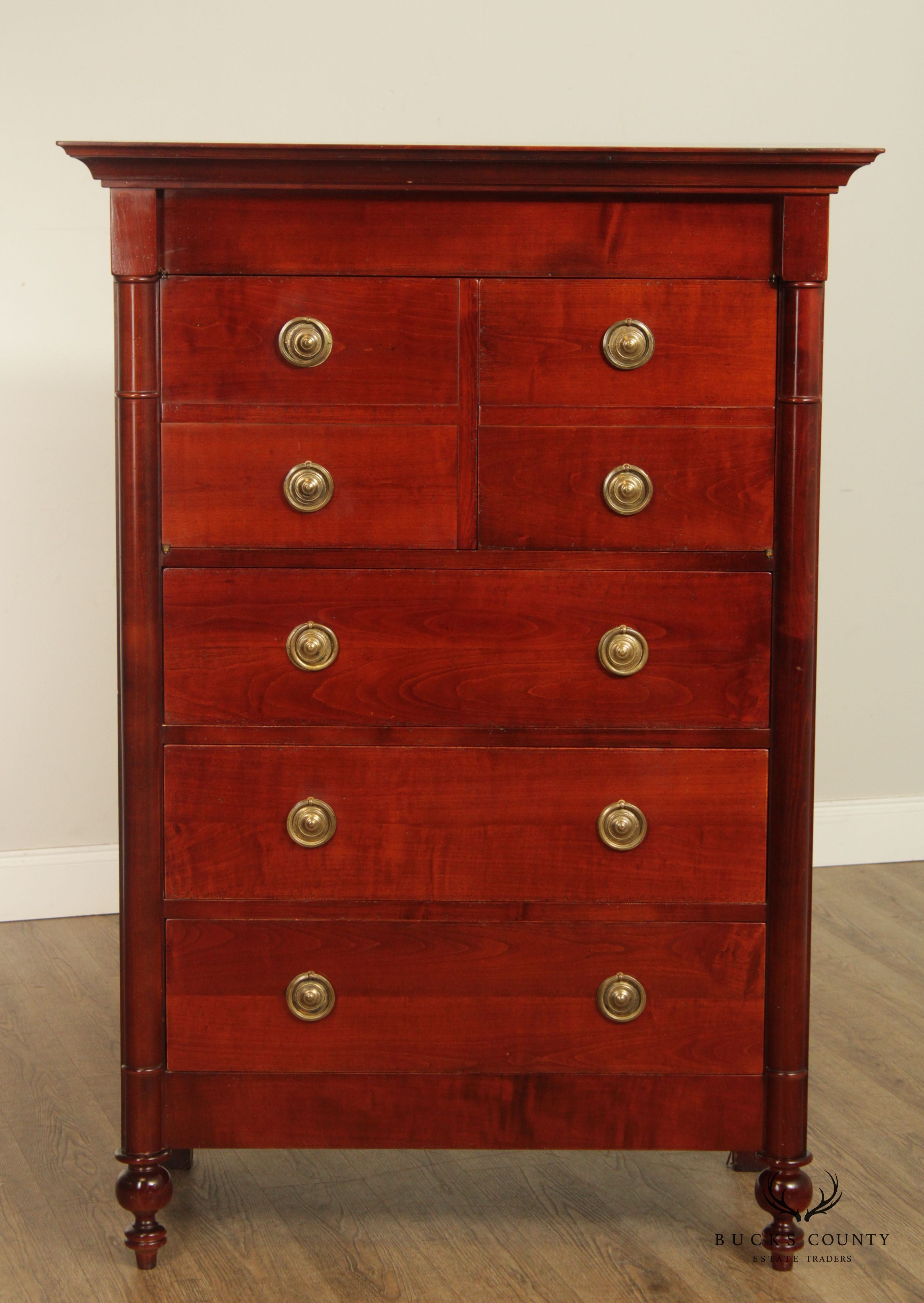 Quality French Cherry Butler's Tall Chest