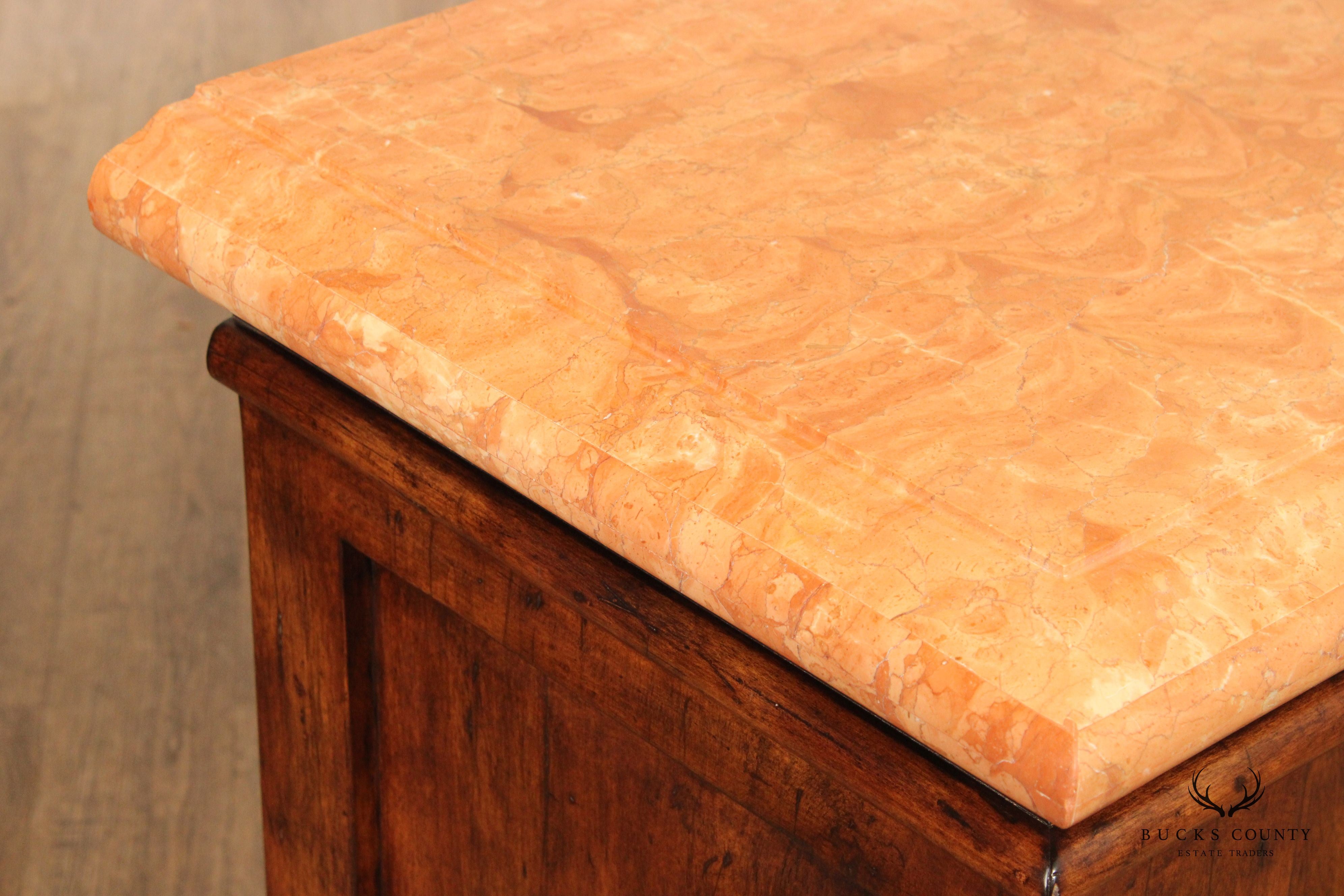 French Renaissance Style Marble Top Sideboard Credenza