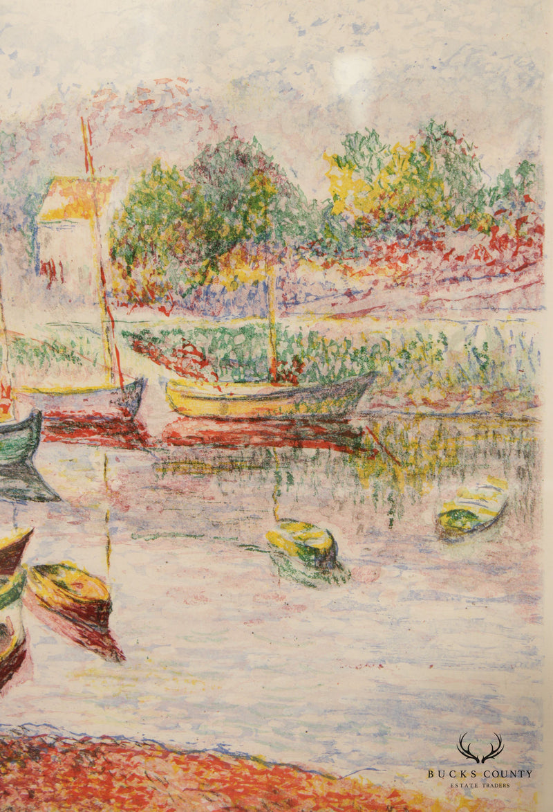 French 'L'Embarcadère' Color Aquatint by Hugues Claude Pissarro