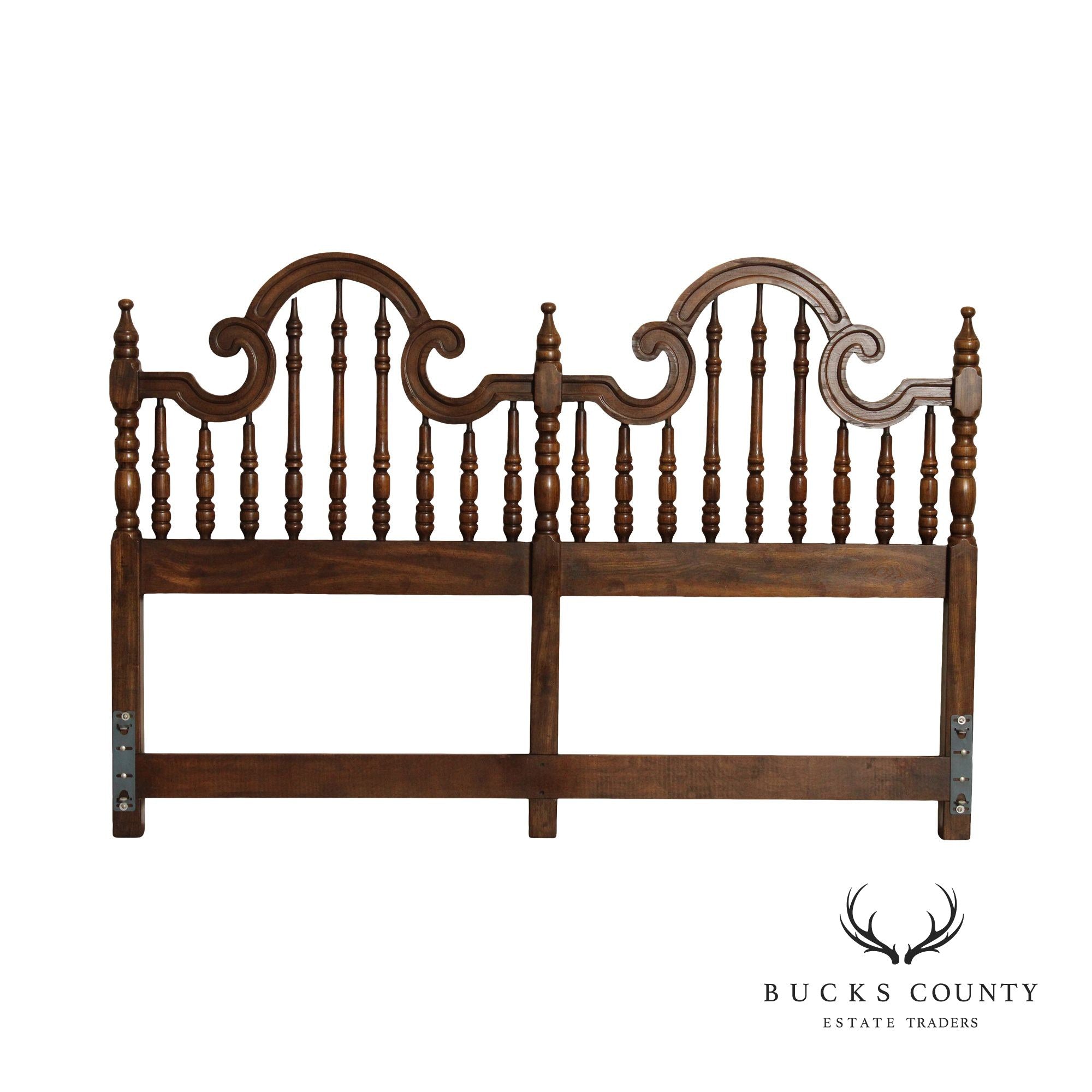 Spanish Revival Style Vintage Oak King Headboard