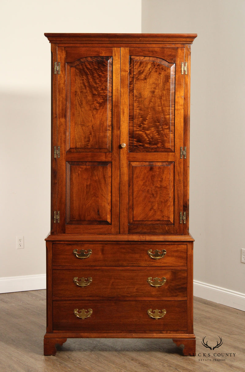 Chippendale Style Custom Quality Walnut Armoire Linen Press