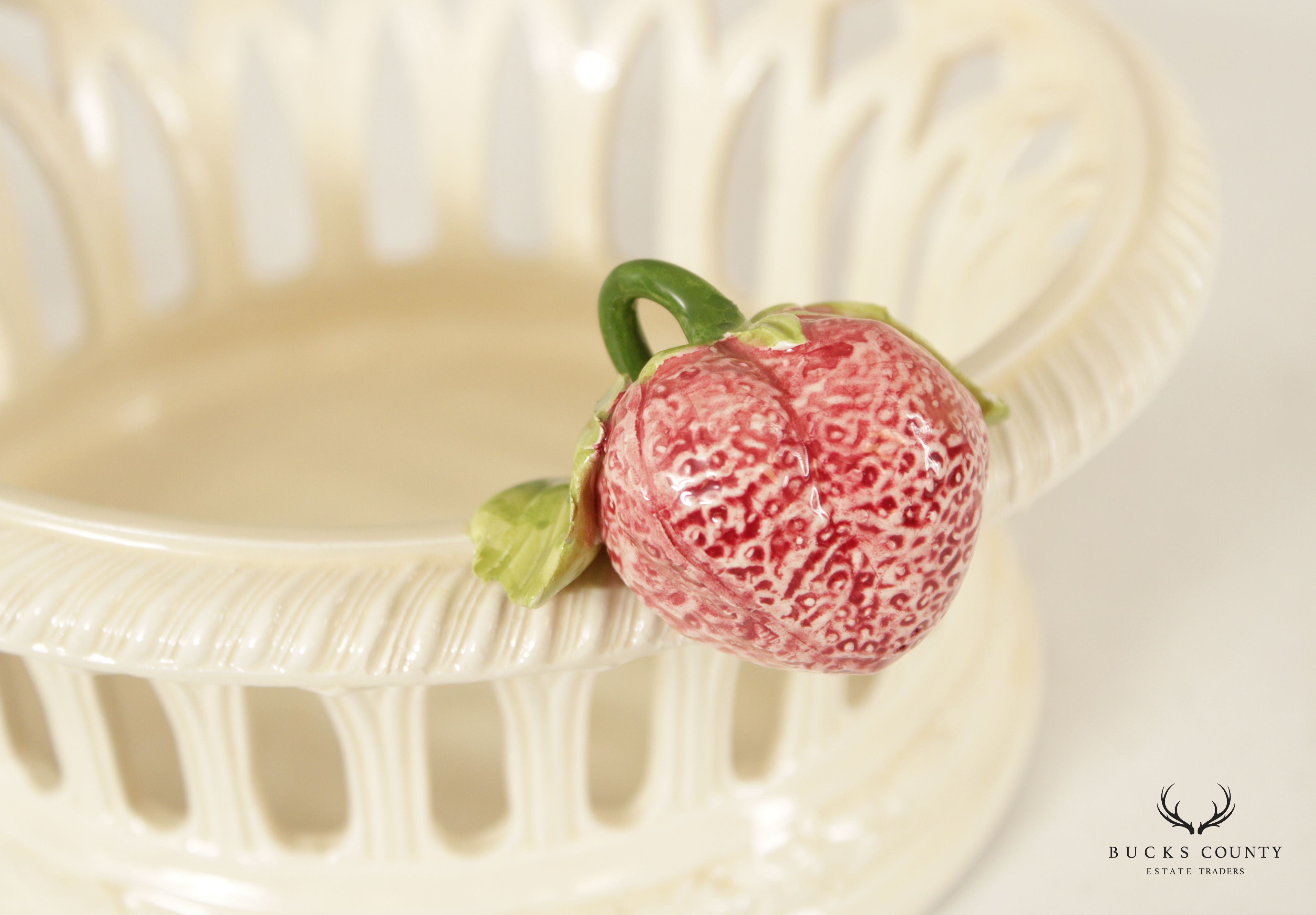 Vintage Italian Ceramic Strawberry Basket