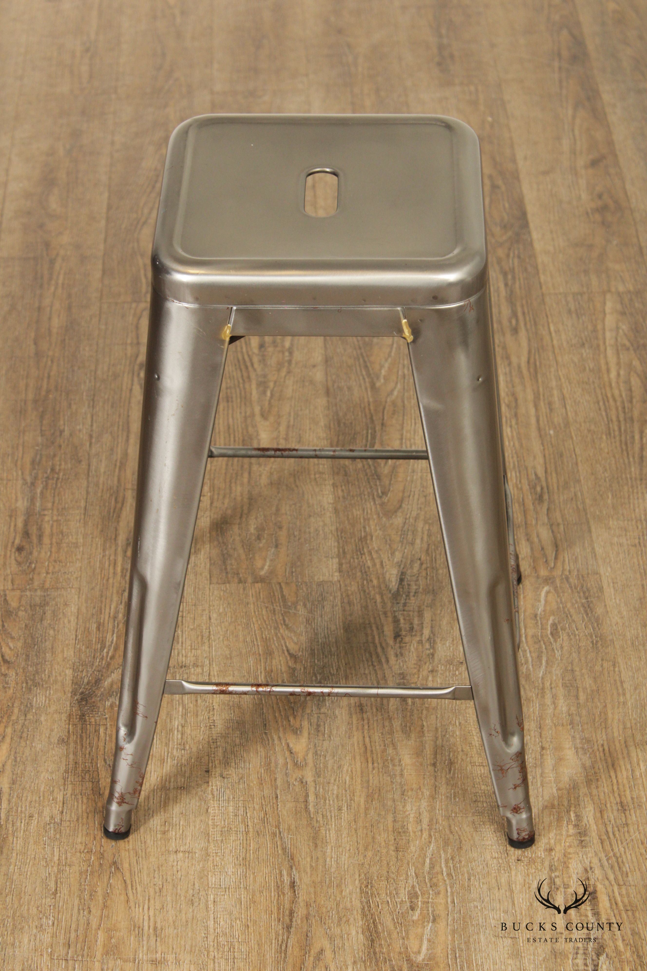 Tolix Industrial Style Set of Four Galvanized Steel Counter Stools