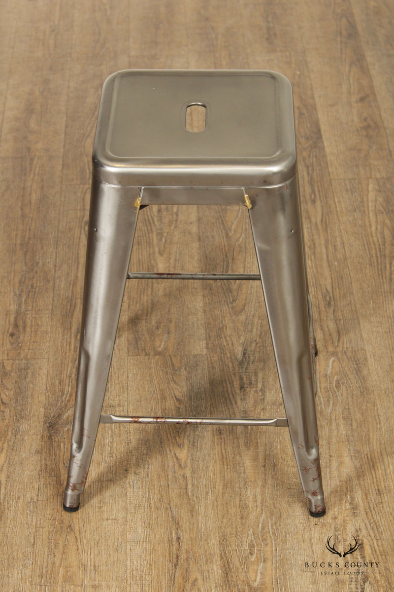 Tolix Industrial Style Set of Four Galvanized Steel Counter Stools
