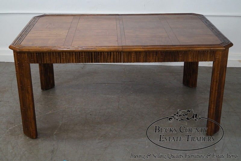 Faux Bamboo Parquet Top Extension Dining Table