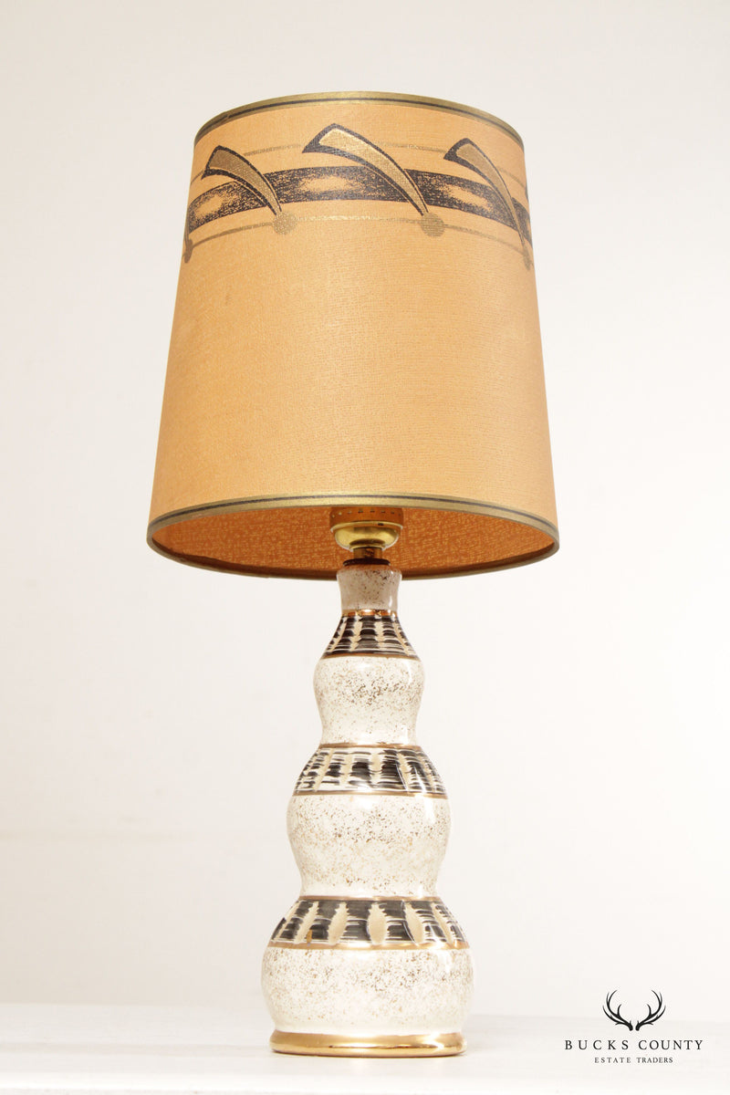 Mid Century Modern Ceramic Table Lamp with Drum Shade