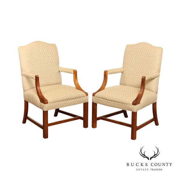 Chippendale Style Pair of Library Armchairs