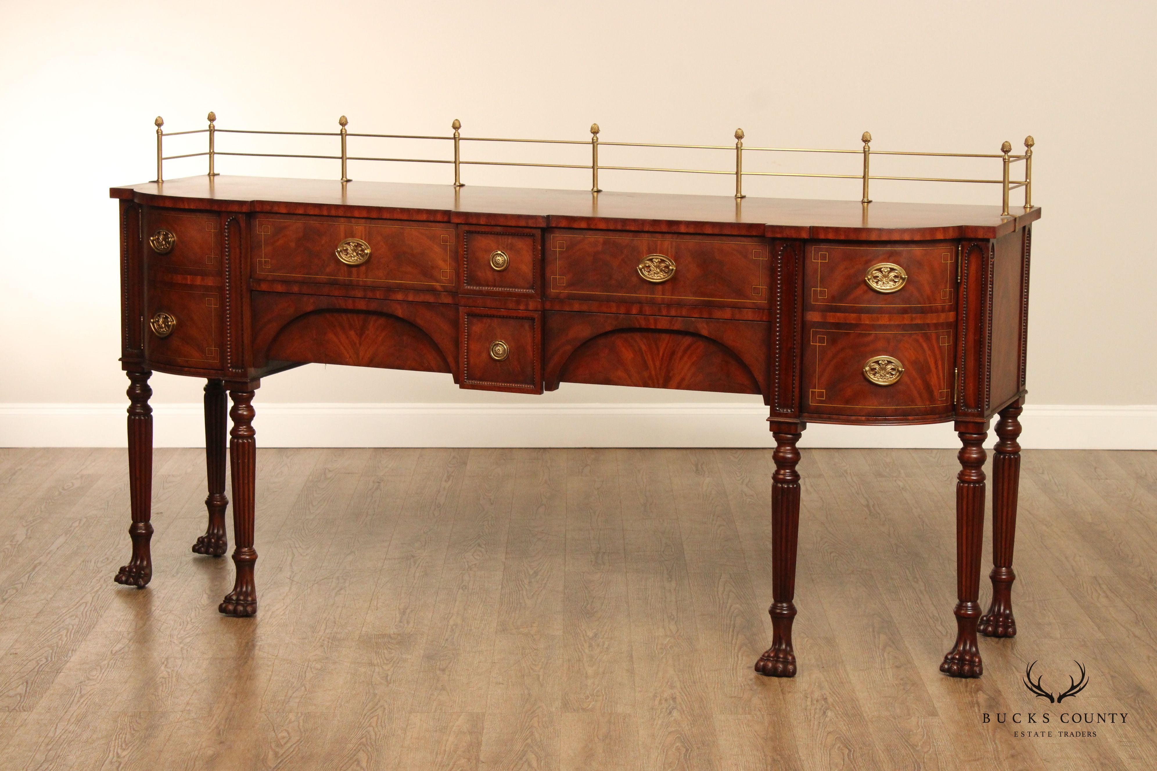 Maitland Smith English Regency Style Mahogany Paw Foot Sideboard