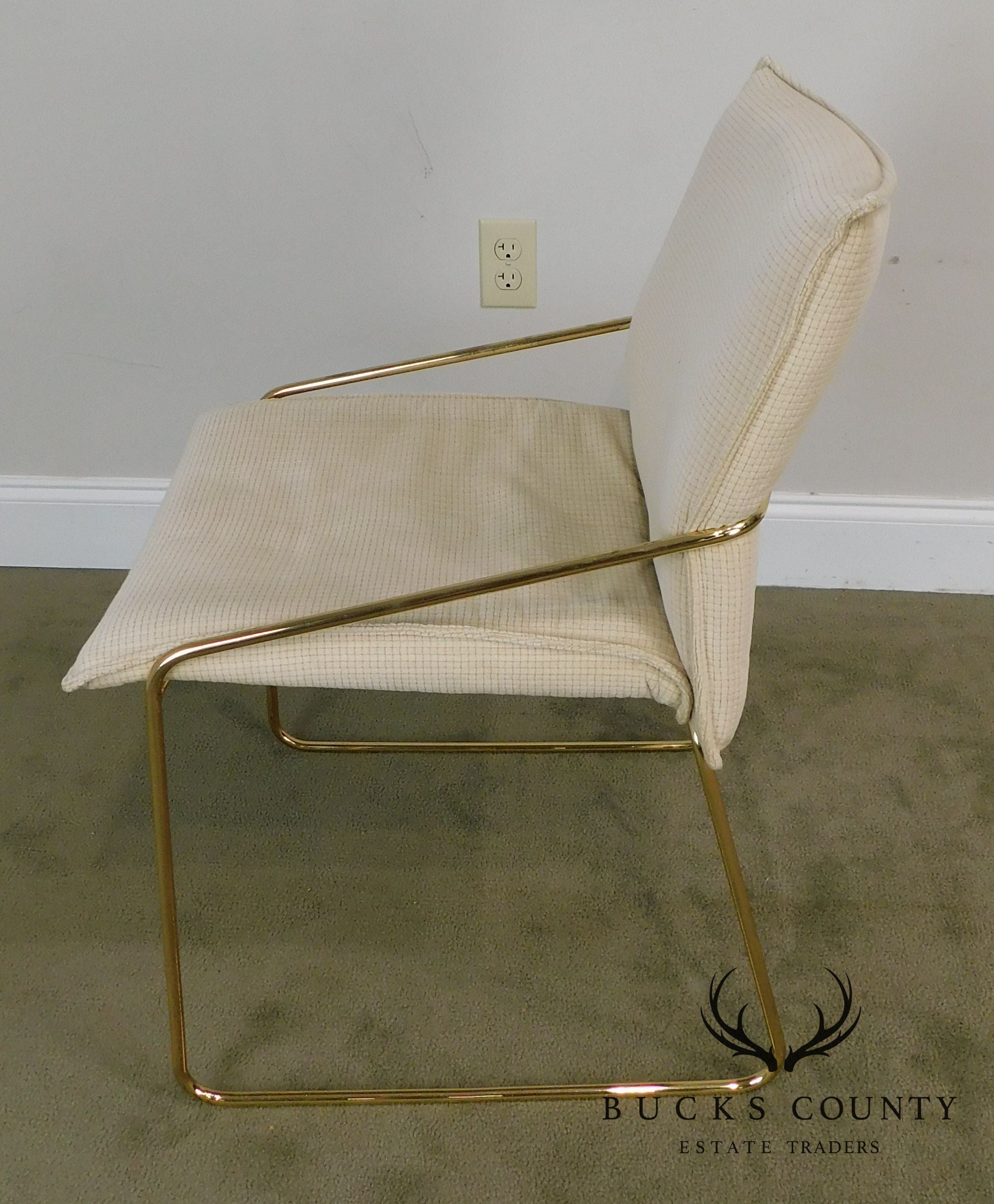 Otto Gerdau Italian Mid Century Modern Pair Brass Armchairs