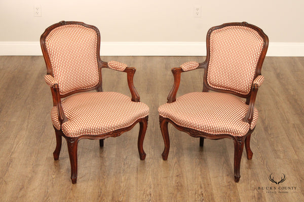 Antique French Louis XV Style Pair of Fauteuil Armchairs
