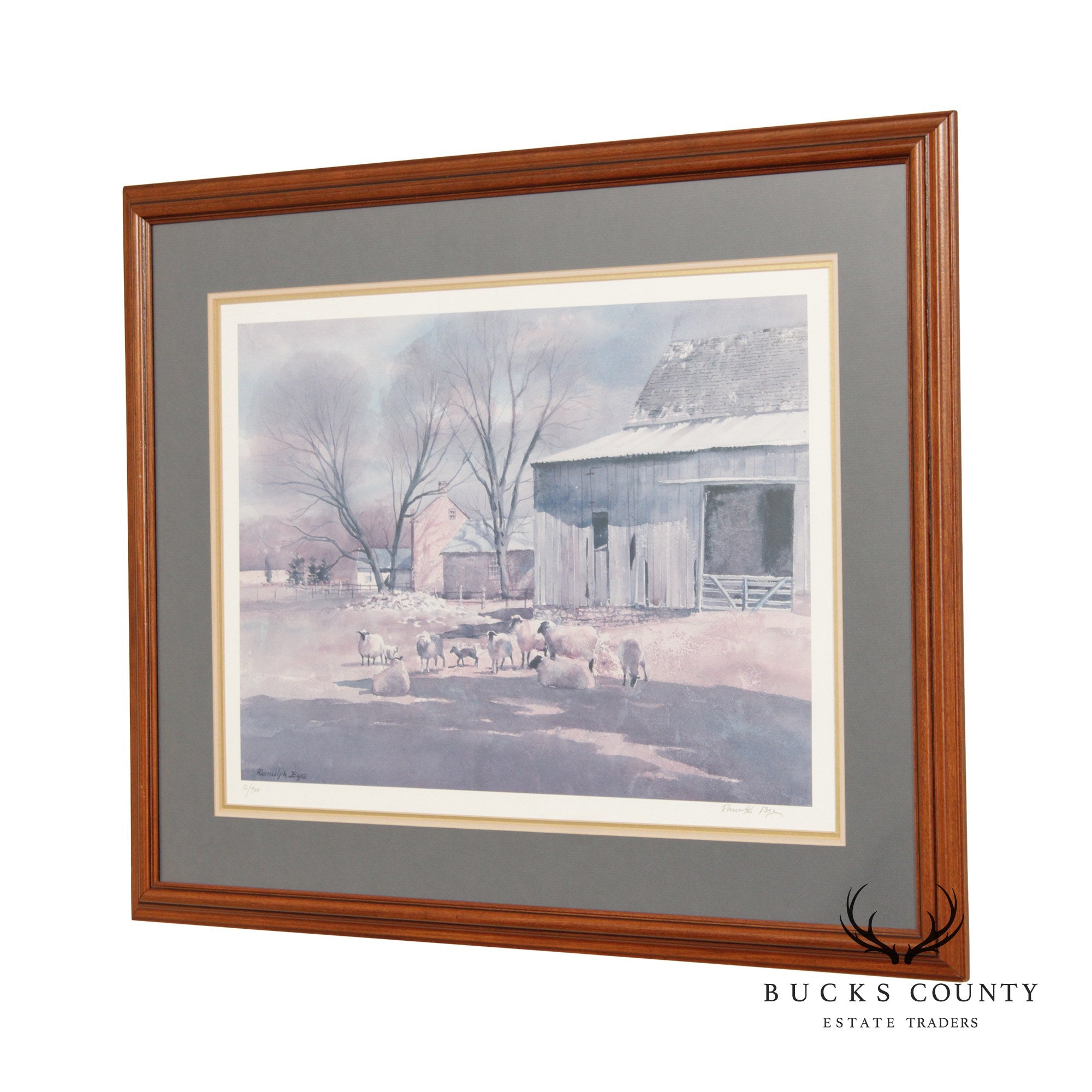 Ranulph Bye Country Sheep Barnyard Scene Watercolor Print "Lambing Time"