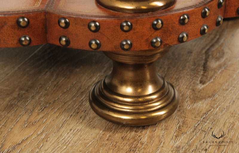 Maitland Smith Neoclassical Style Tooled Leather Accent Table