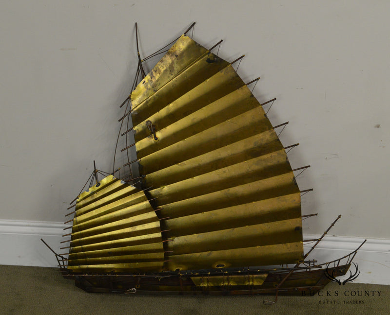 Curtis Jere Vintage Metal Ship Sailboat Wall Sculpture