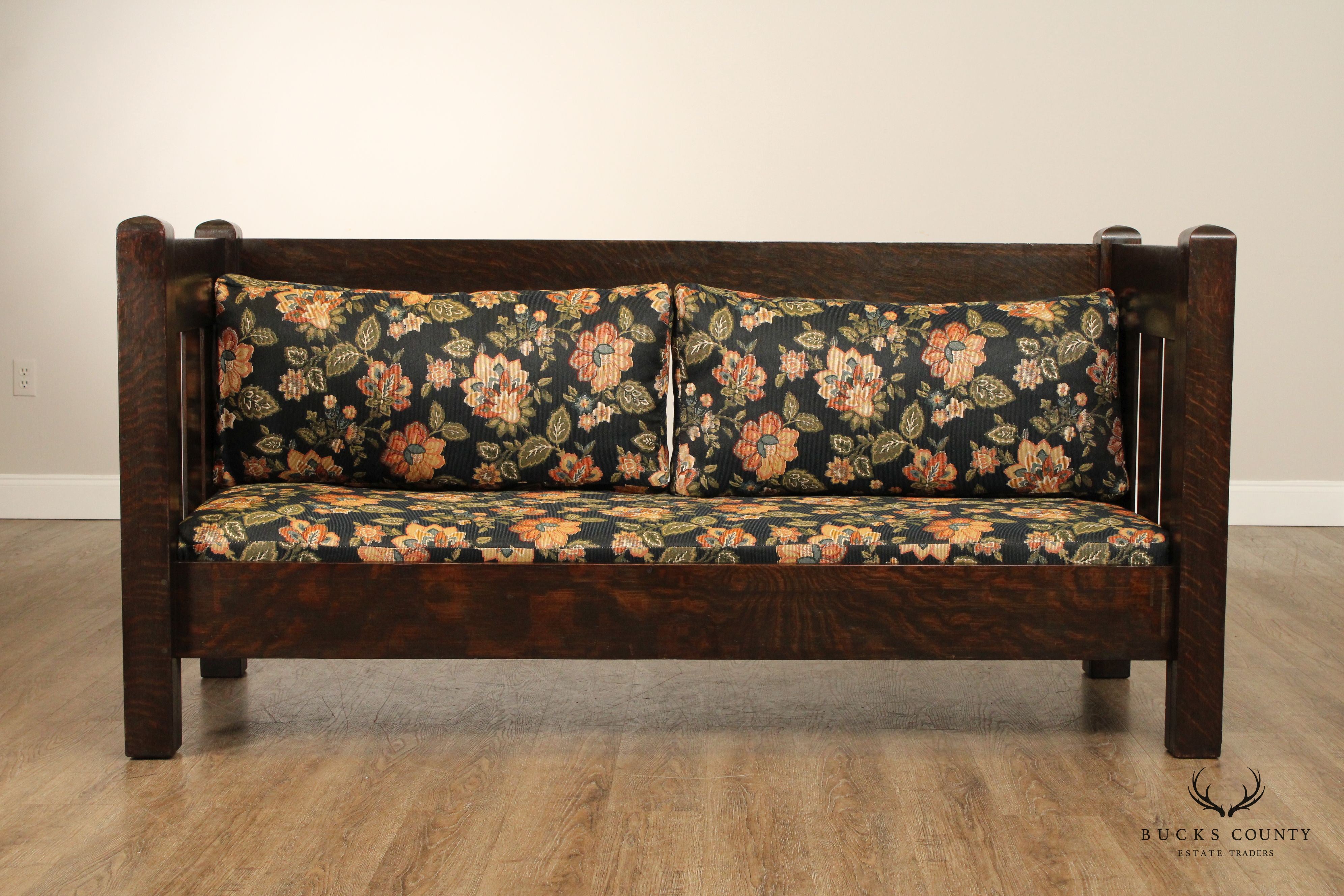 Limbert Antique Arts & Crafts Oak Settle Sofa