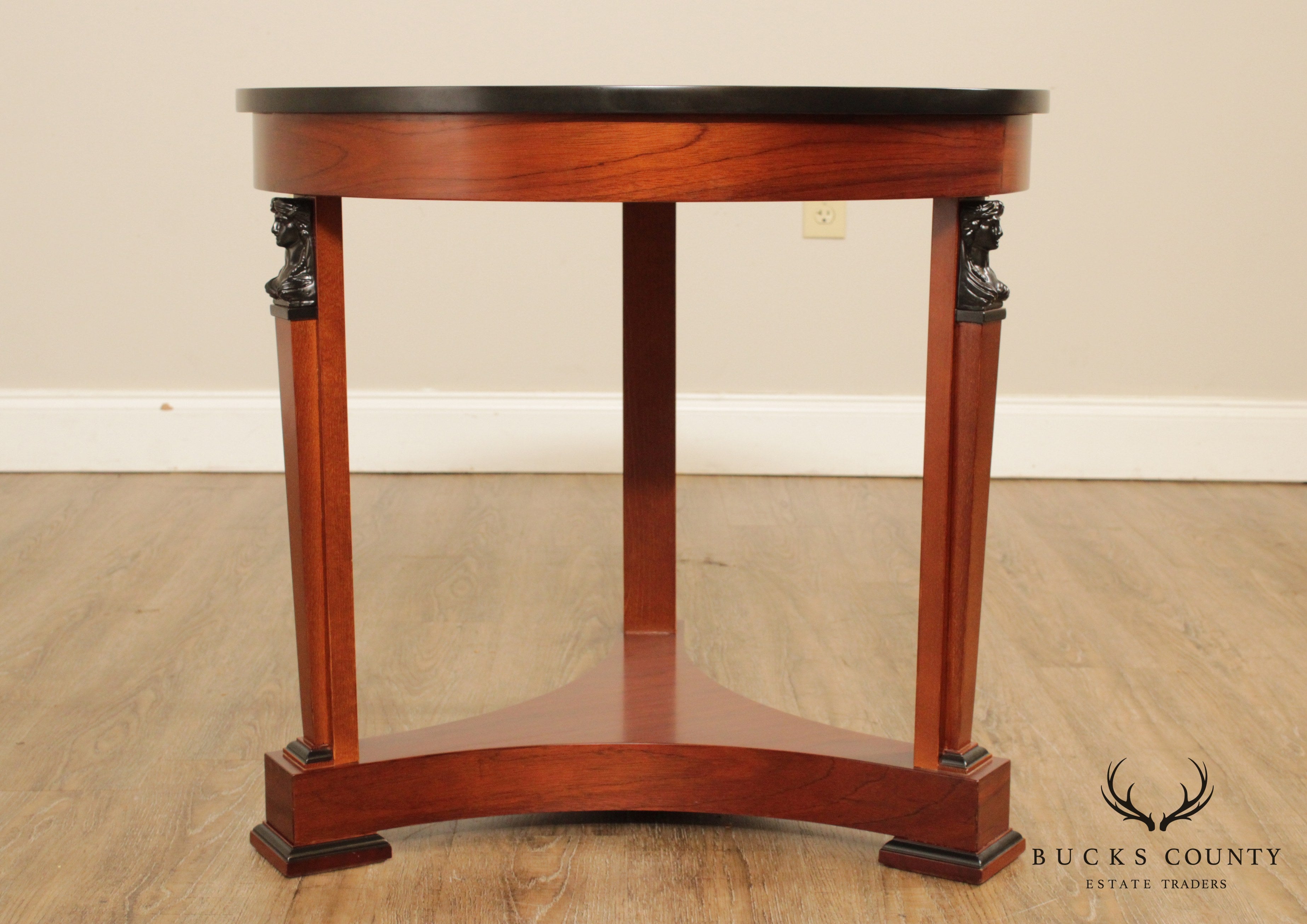 French Empire Style Walnut Round Side Table