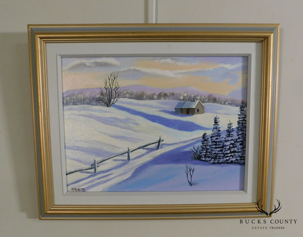 M. Monette Oil Painting on Canvas Board Landscape Late Winter Afternoon Solitude