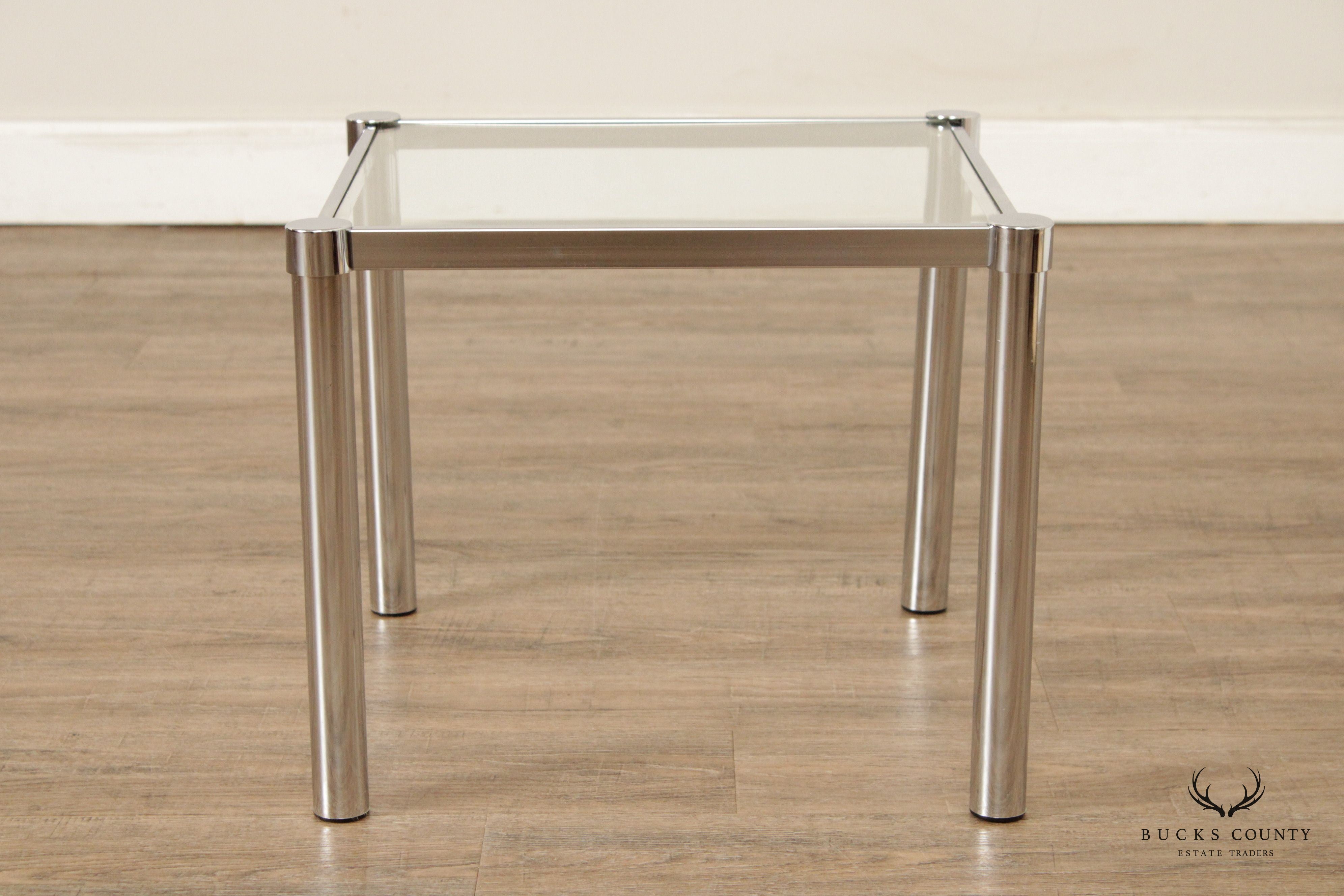 Post Modern Chrome and Glass Side Table