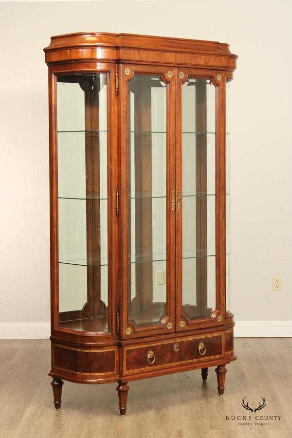 Karges Louis XVI Style Walnut and Glass Curio Display Cabinet