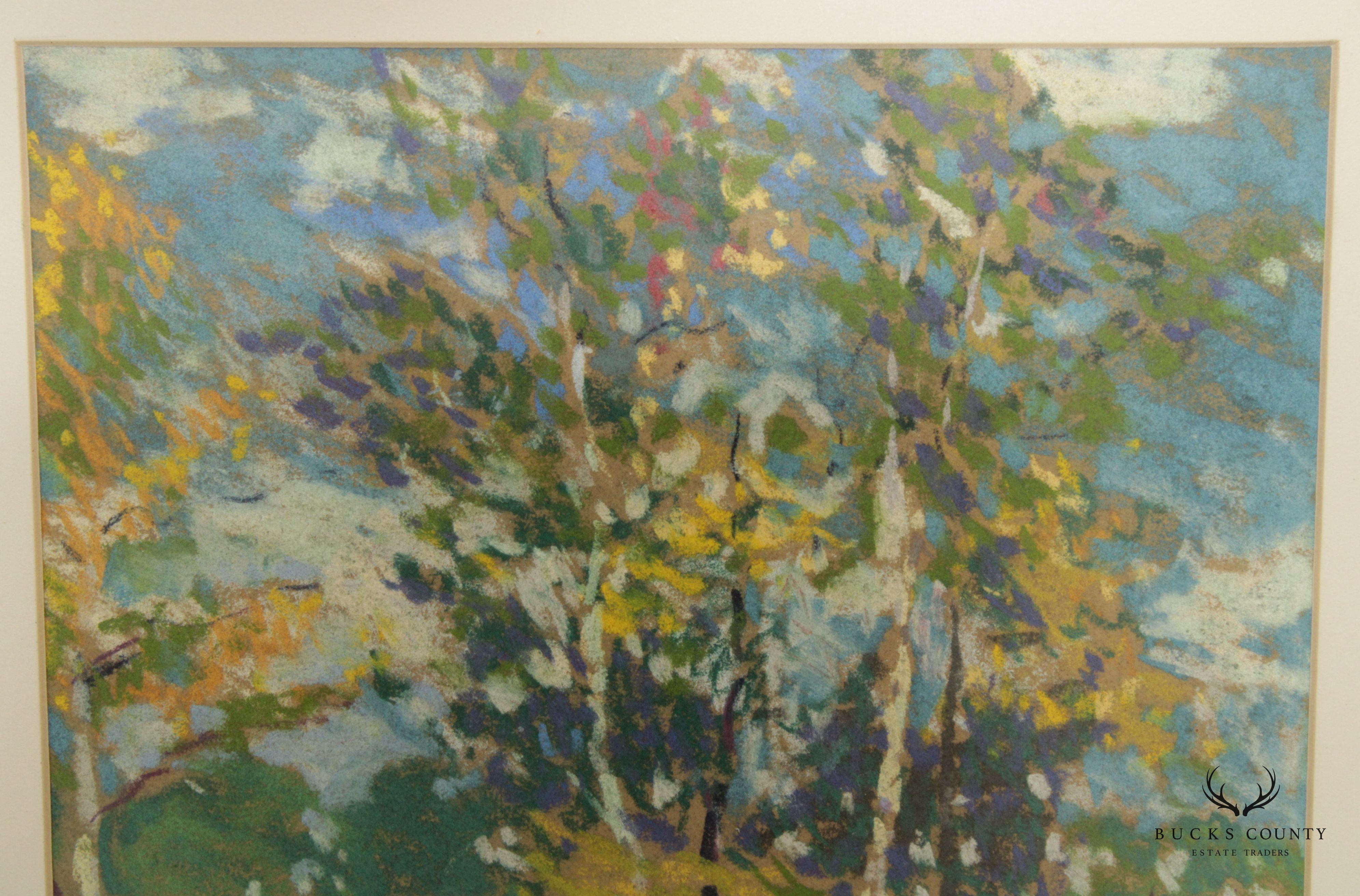 Impressionist Style 'Forrest Green' Pastel Drawings by John J. Dull