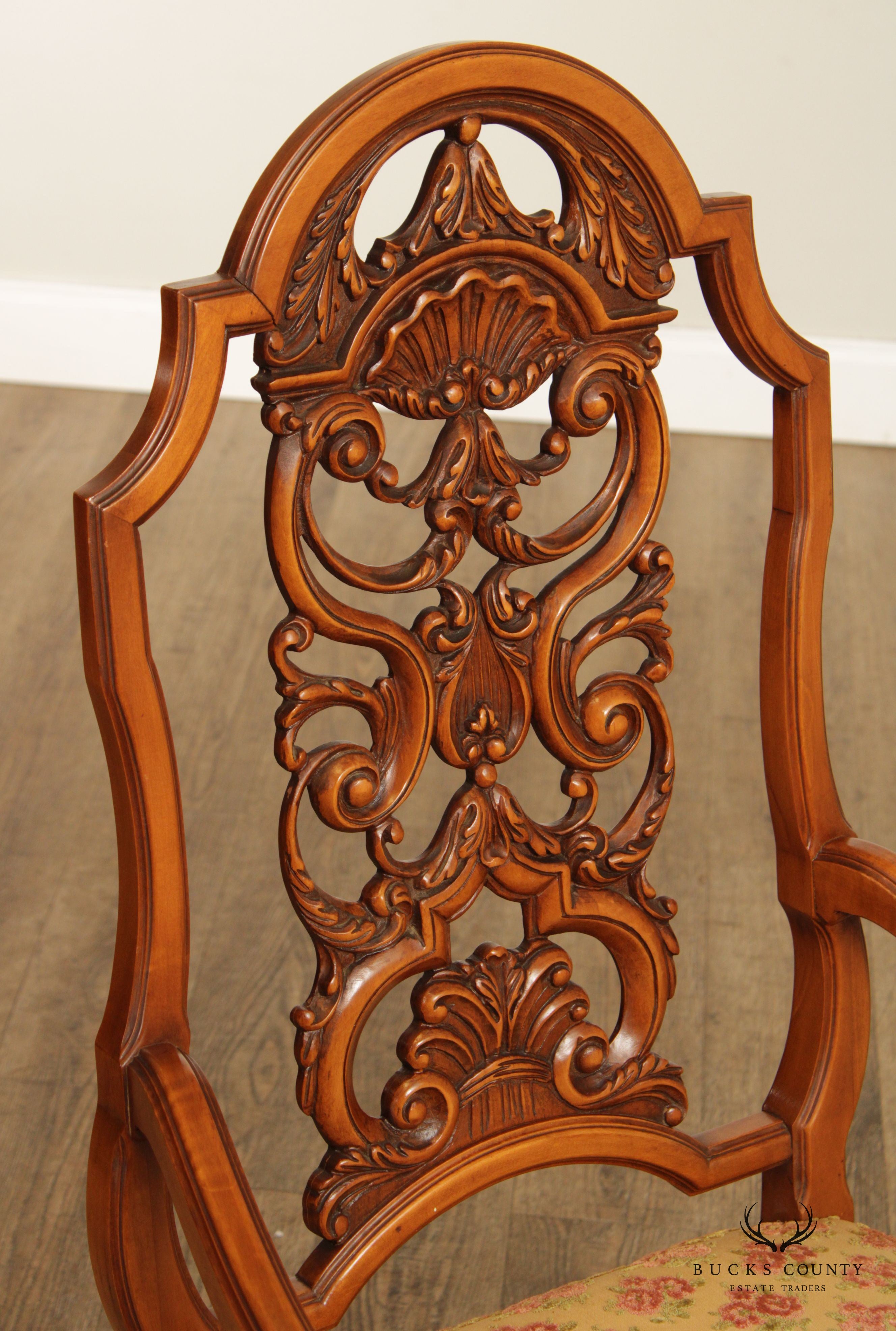 Batesville Georgian Rococo Style Carved Set Six Dining Chairs