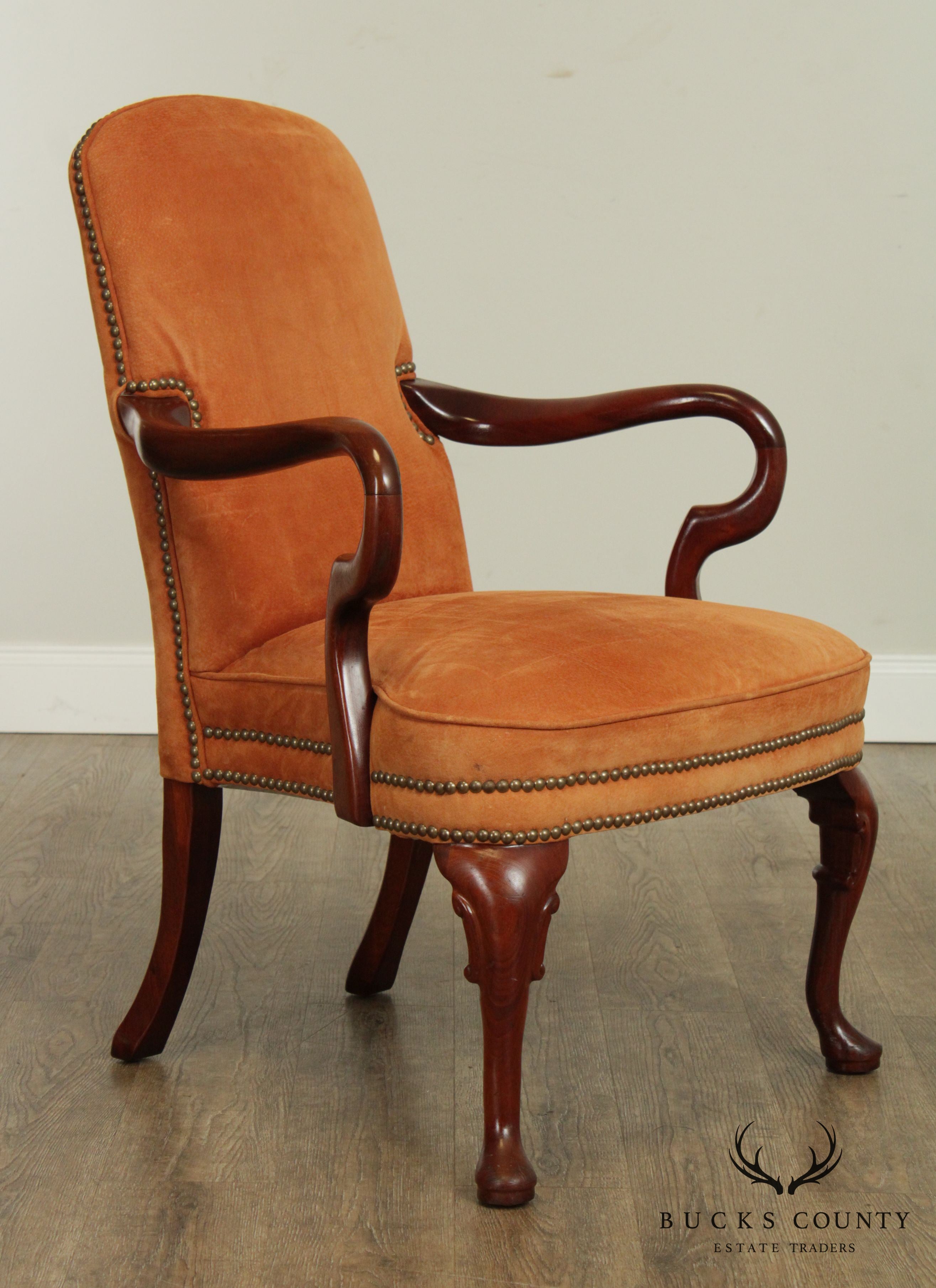 Queen Anne Style Mahogany Frame Armchair