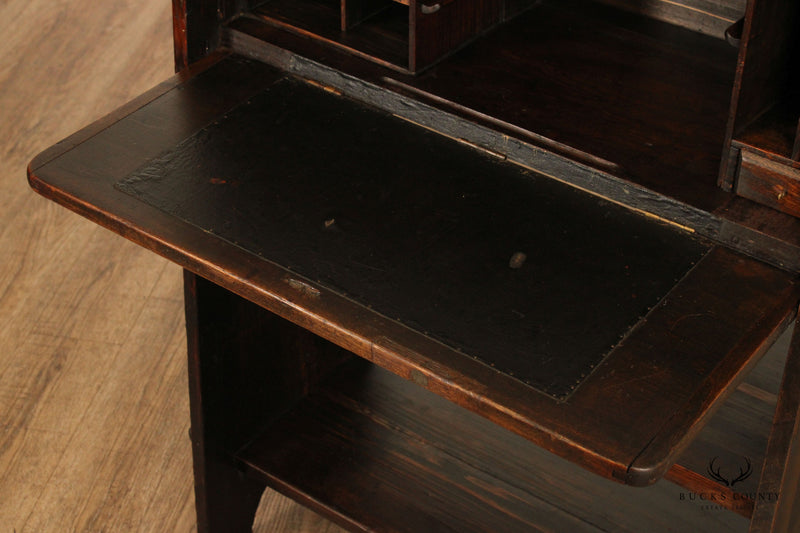 Antique Arts & Crafts Pine Drop Front Writing Desk
