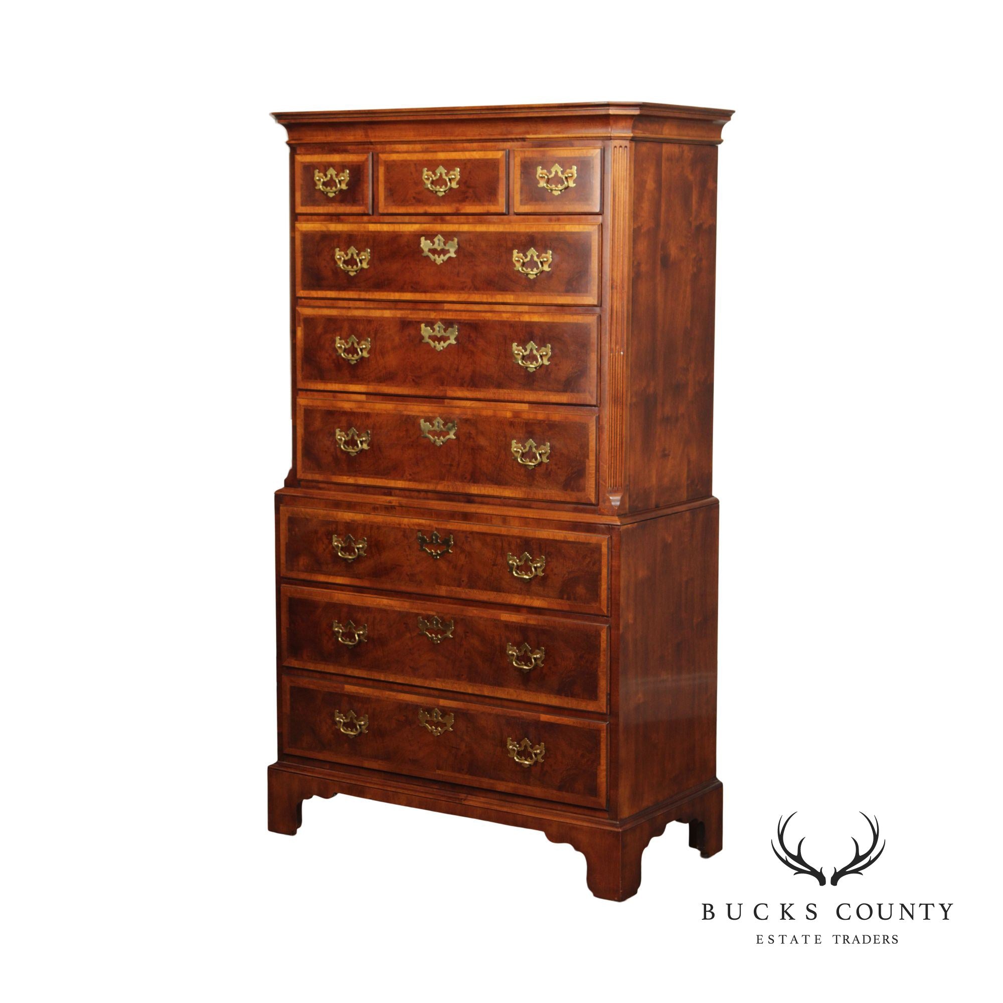 Hendredon 'Aston Court' Banded Burlwood High Chest