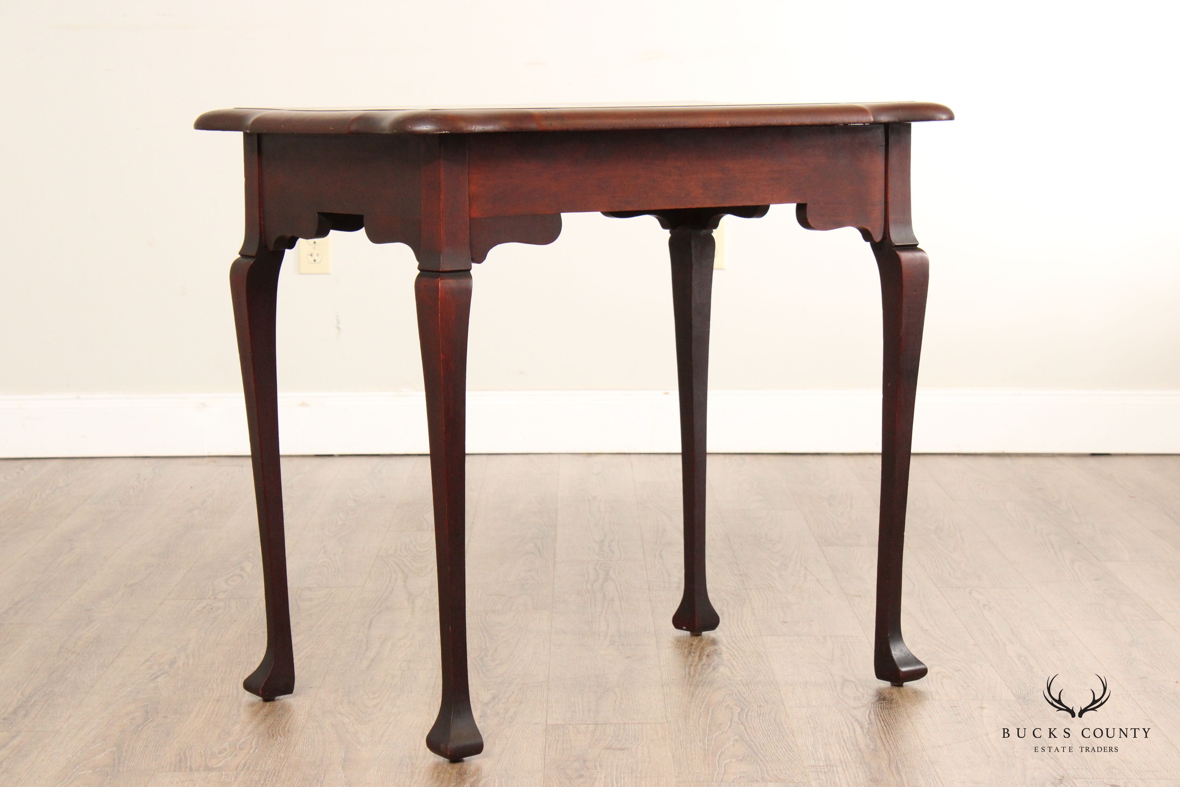 Queen Anne Style Marquetry Inlaid Side Tea Table