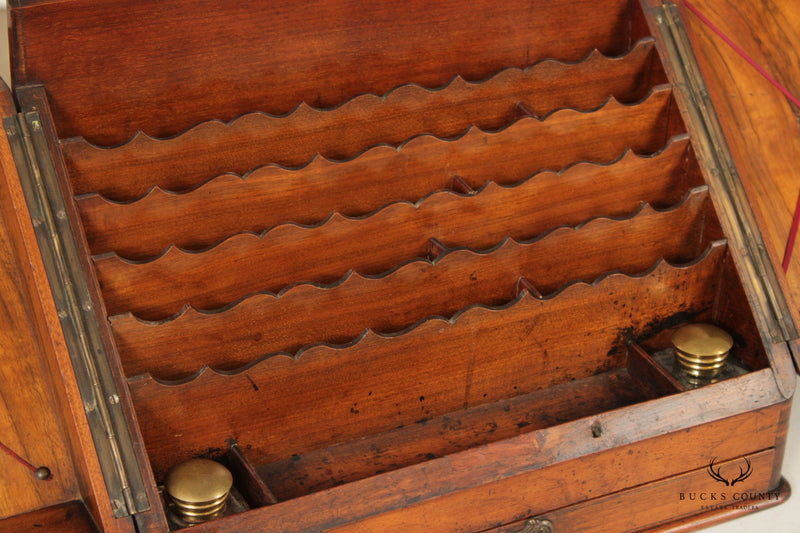 Antique Victorian Burl Walnut Stationery Box