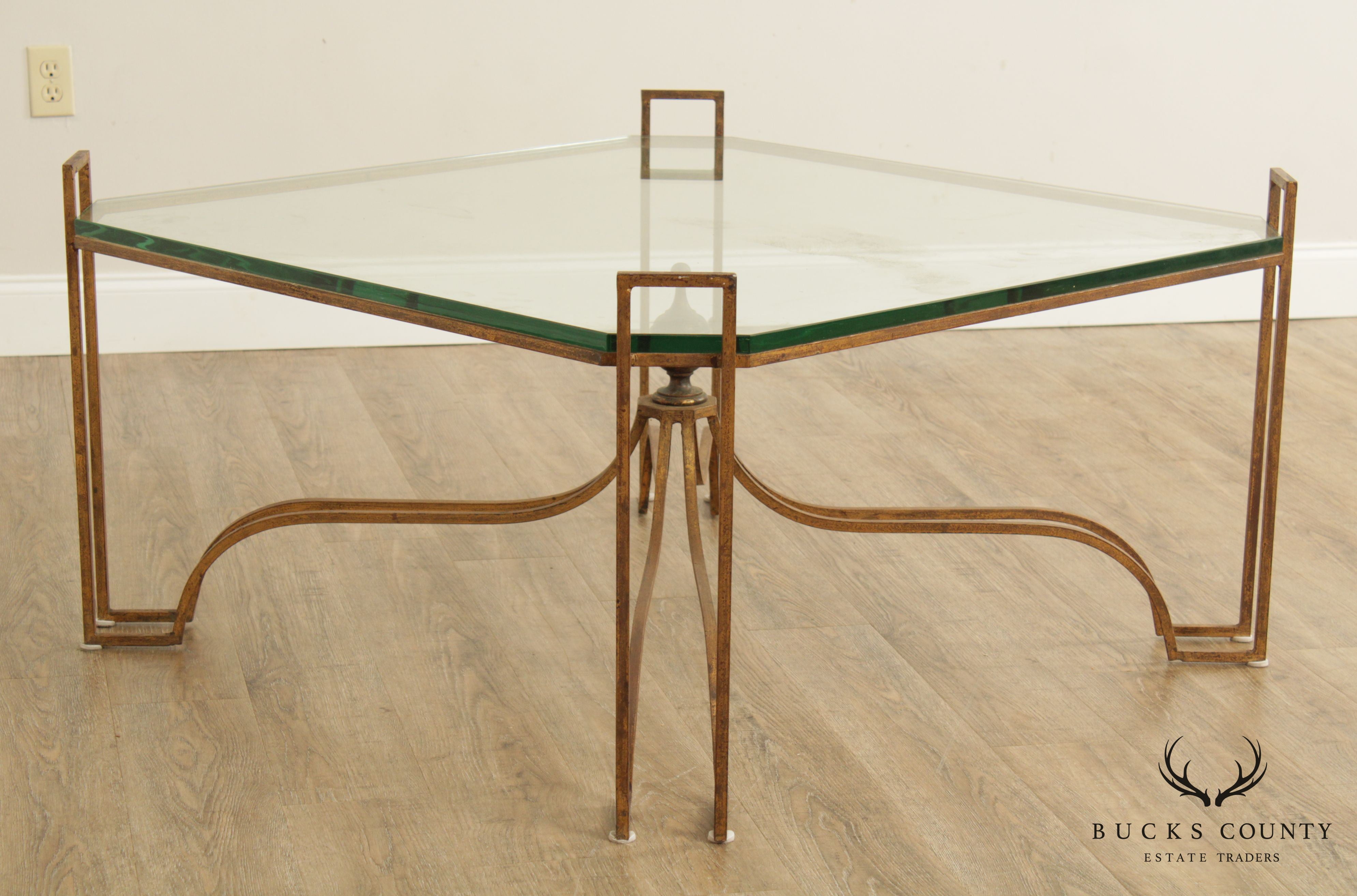 Quality French Gilt Metal Glass Top Coffee Table