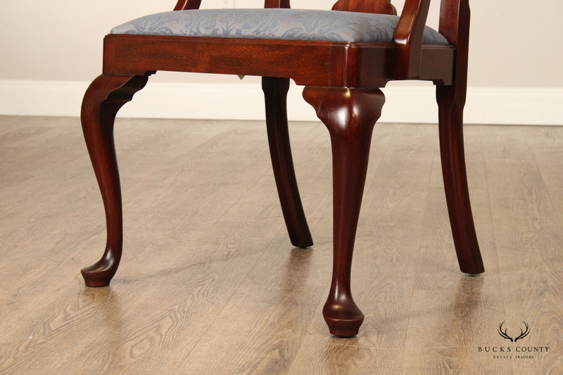 Henkel Harris Queen Anne Style Set of Six Carved Mahogany Dining Chairs