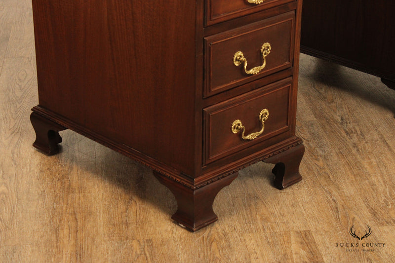 Taylor Made Georgian Style Leather Top Executive Pedestal Desk