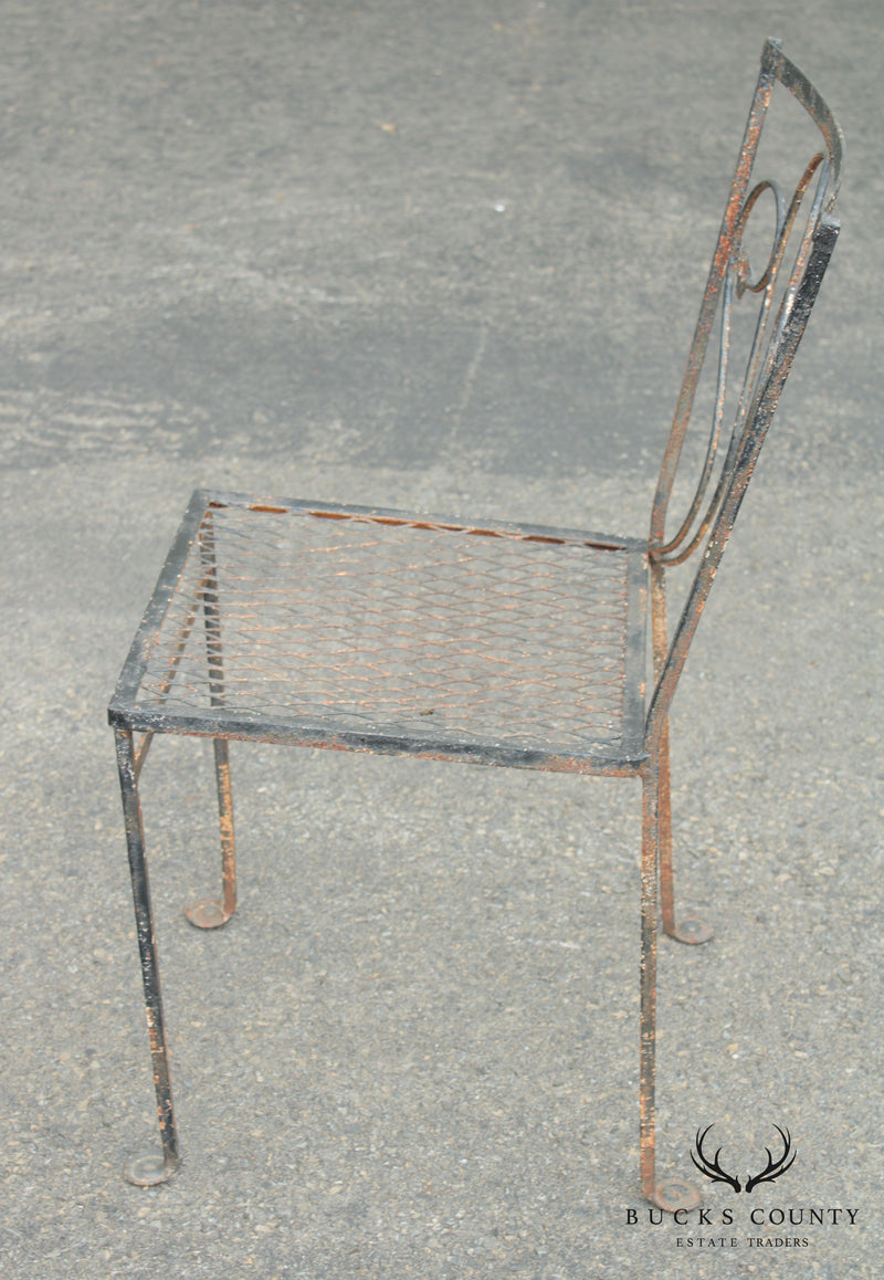 Salterini Vintage Wrought Iron Garden Table + 4 Chairs Dining Set