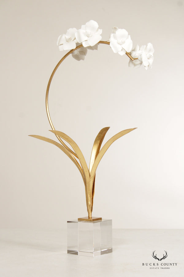 Chelsea House Contemporary Porcelain and Crystal Orchid Sculpture