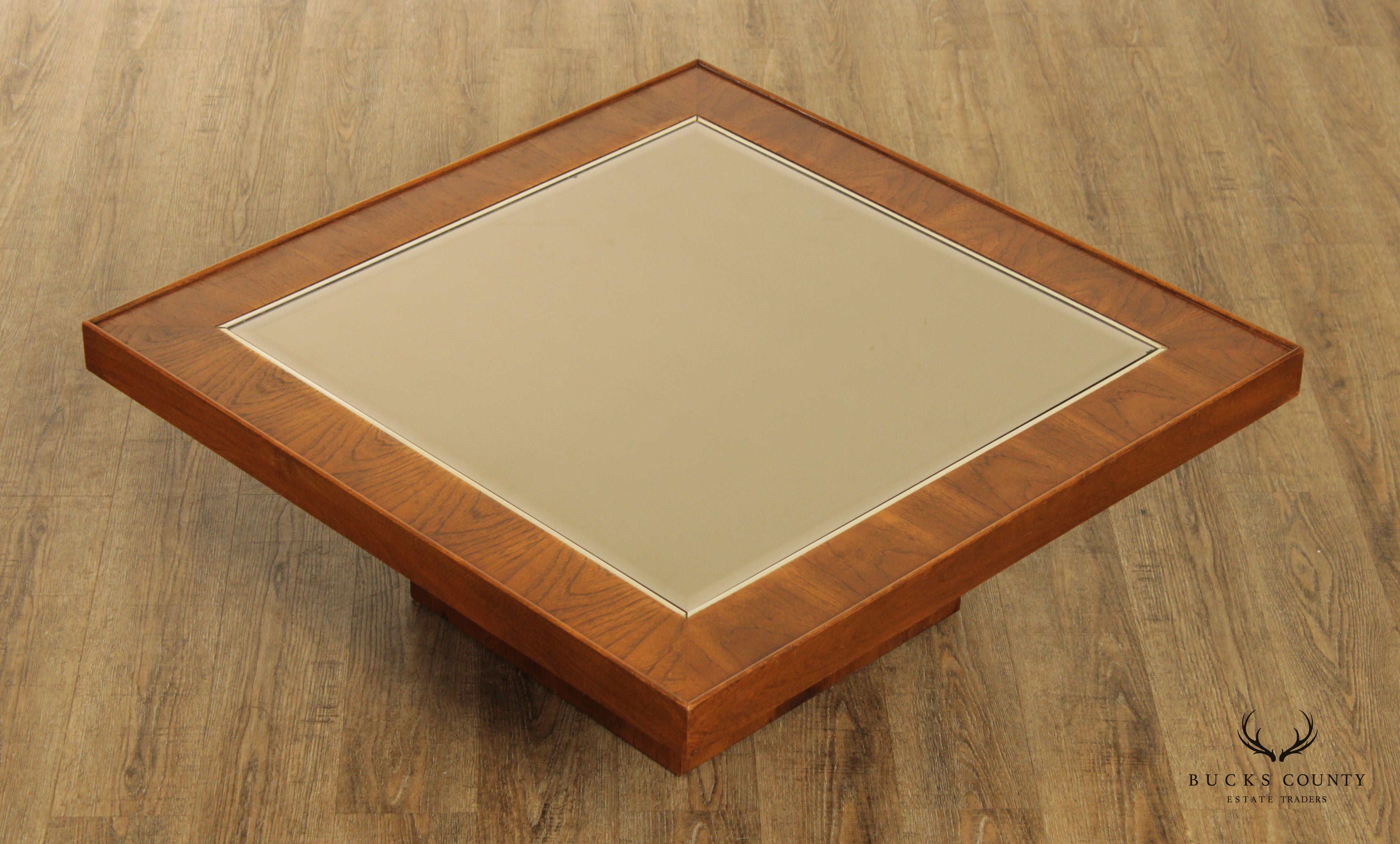 Mid Century Modern Square Mirror Top Coffee Table