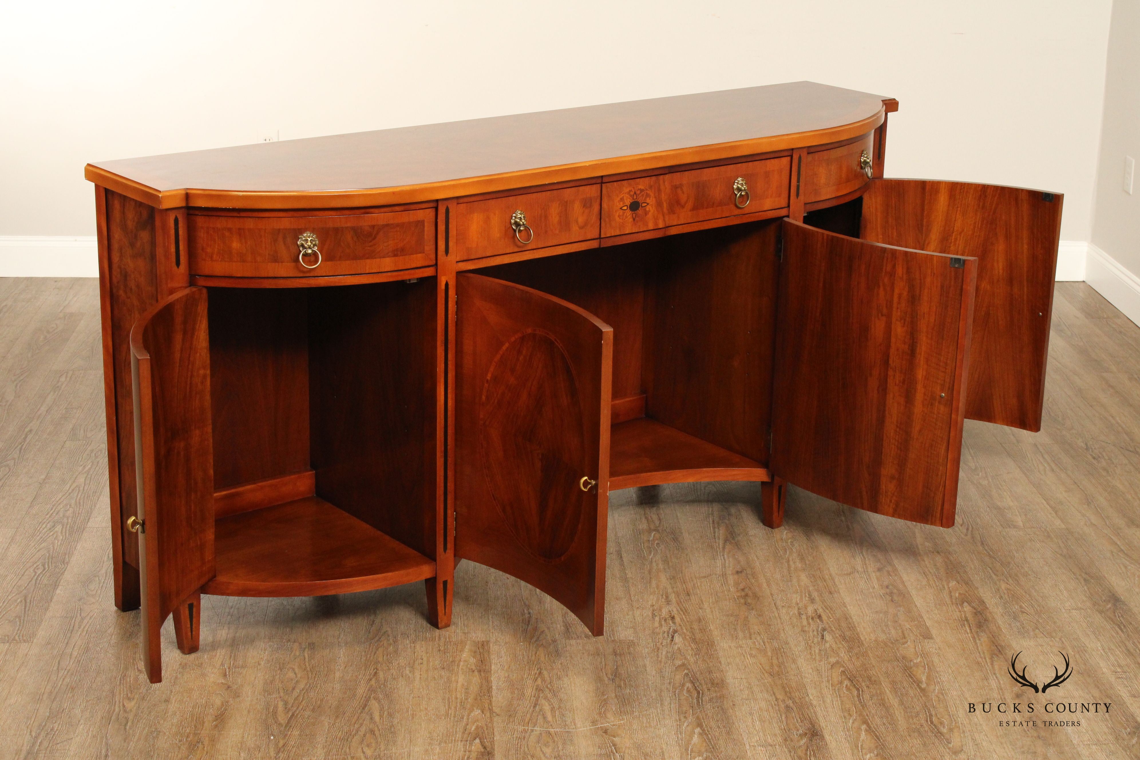 John Widdicomb Neoclassical Style Burled Walnut Credenza