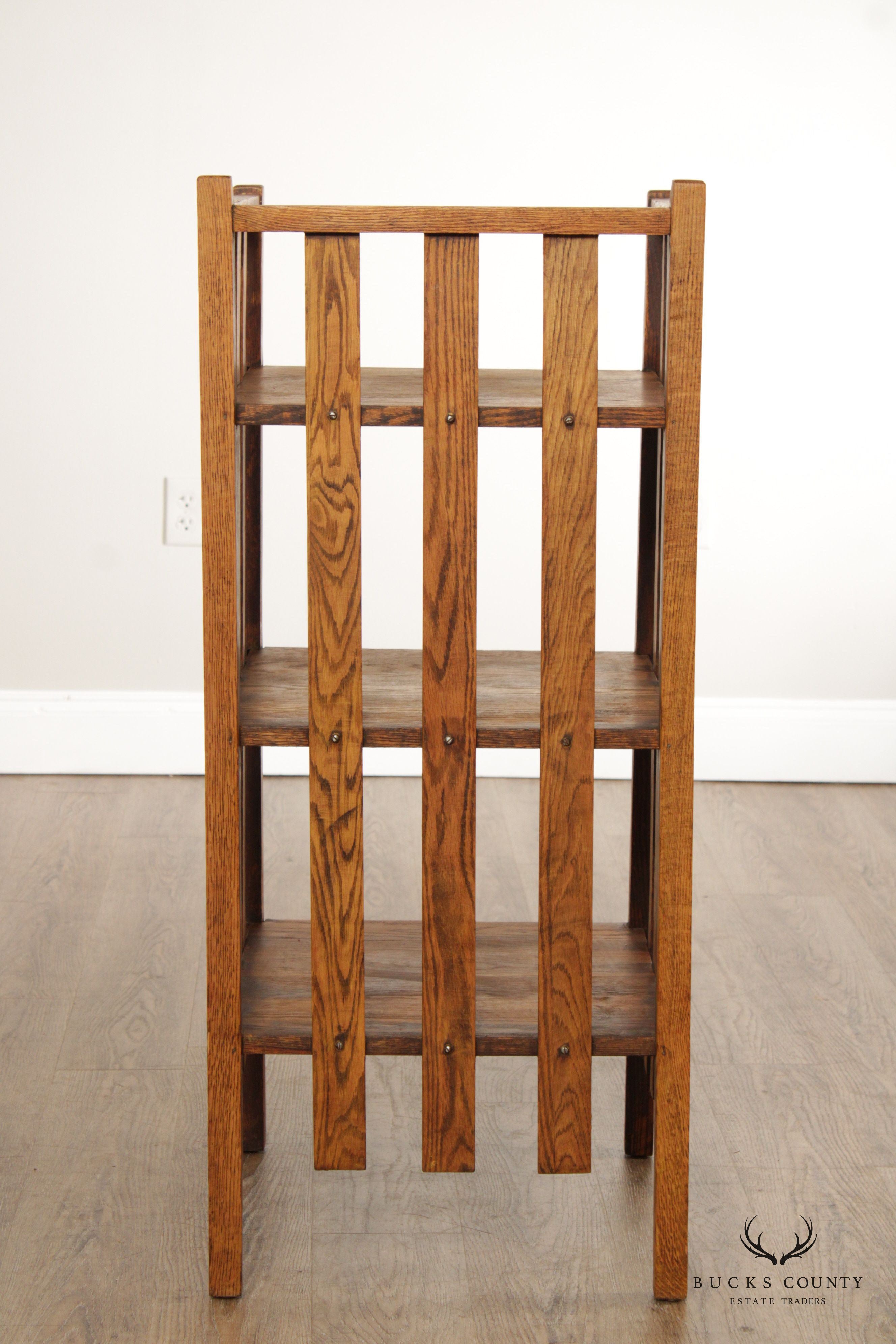 Antique Mission Style Oak Three-Tier Etagere or Bookcase