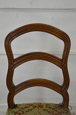 Antique Pair of 19th Century Walnut Louis XVI Style Ladder Back Needlepoint Side