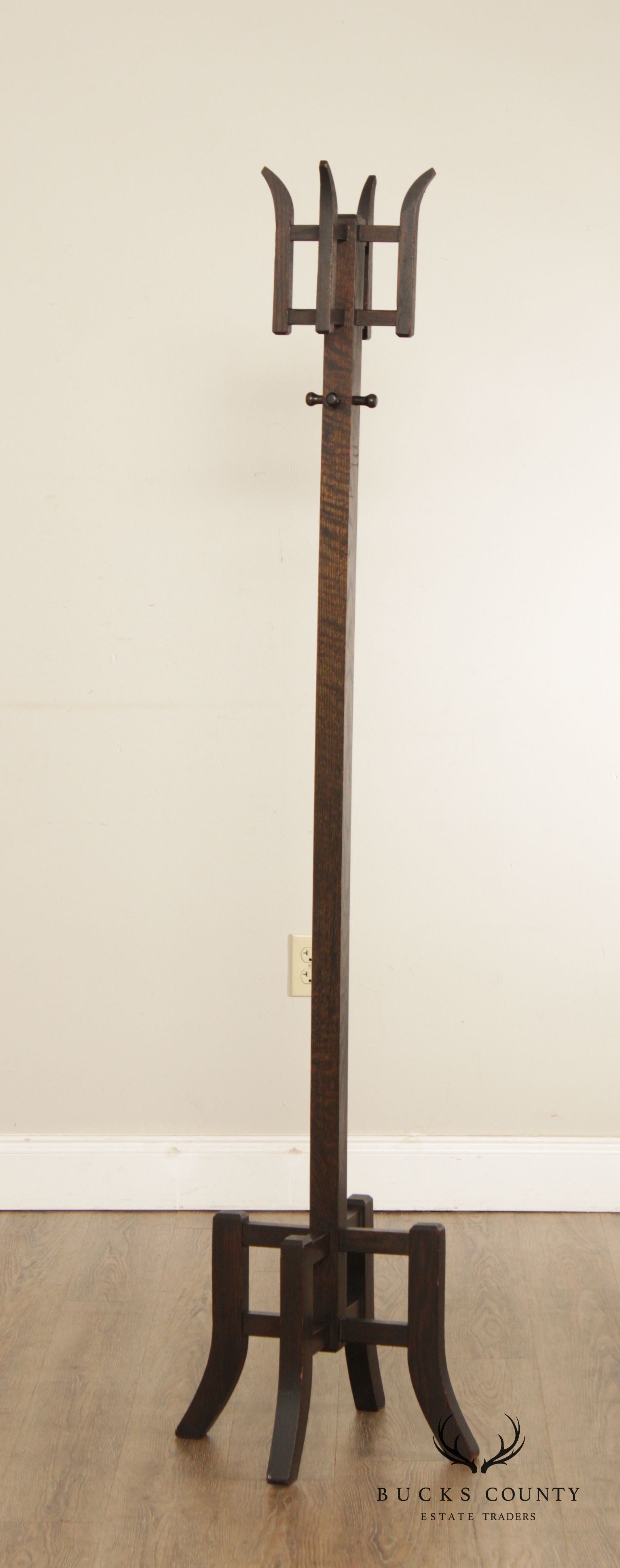 Antique Mission Oak Coat Rack