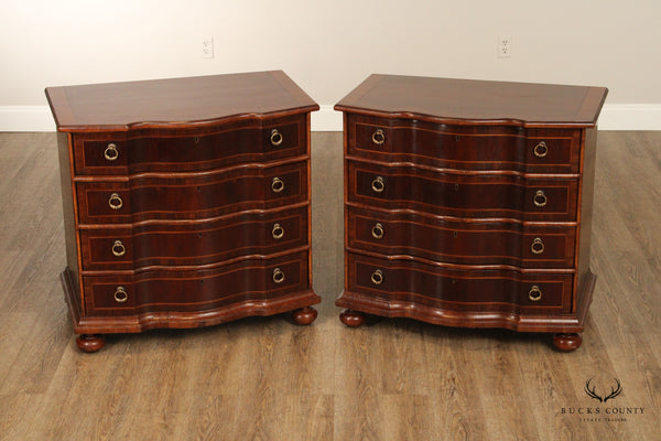 ALFONSO MARINA BAROQUE STYLE INLAID PAIR OF FOUR DRAWER CHESTS